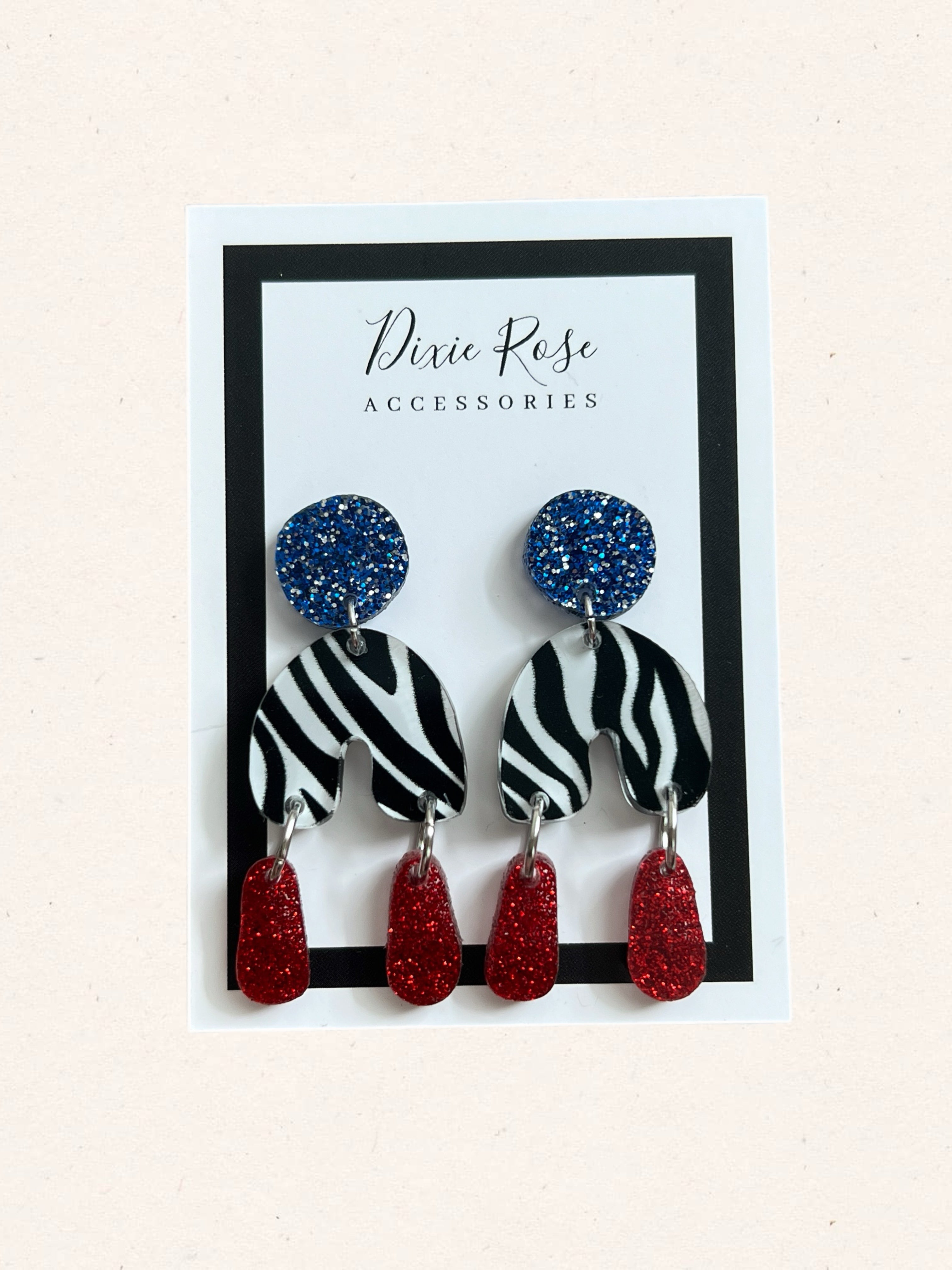 DIXIE ROSE Patriotic Zebra Earrings on Simply Obsessed