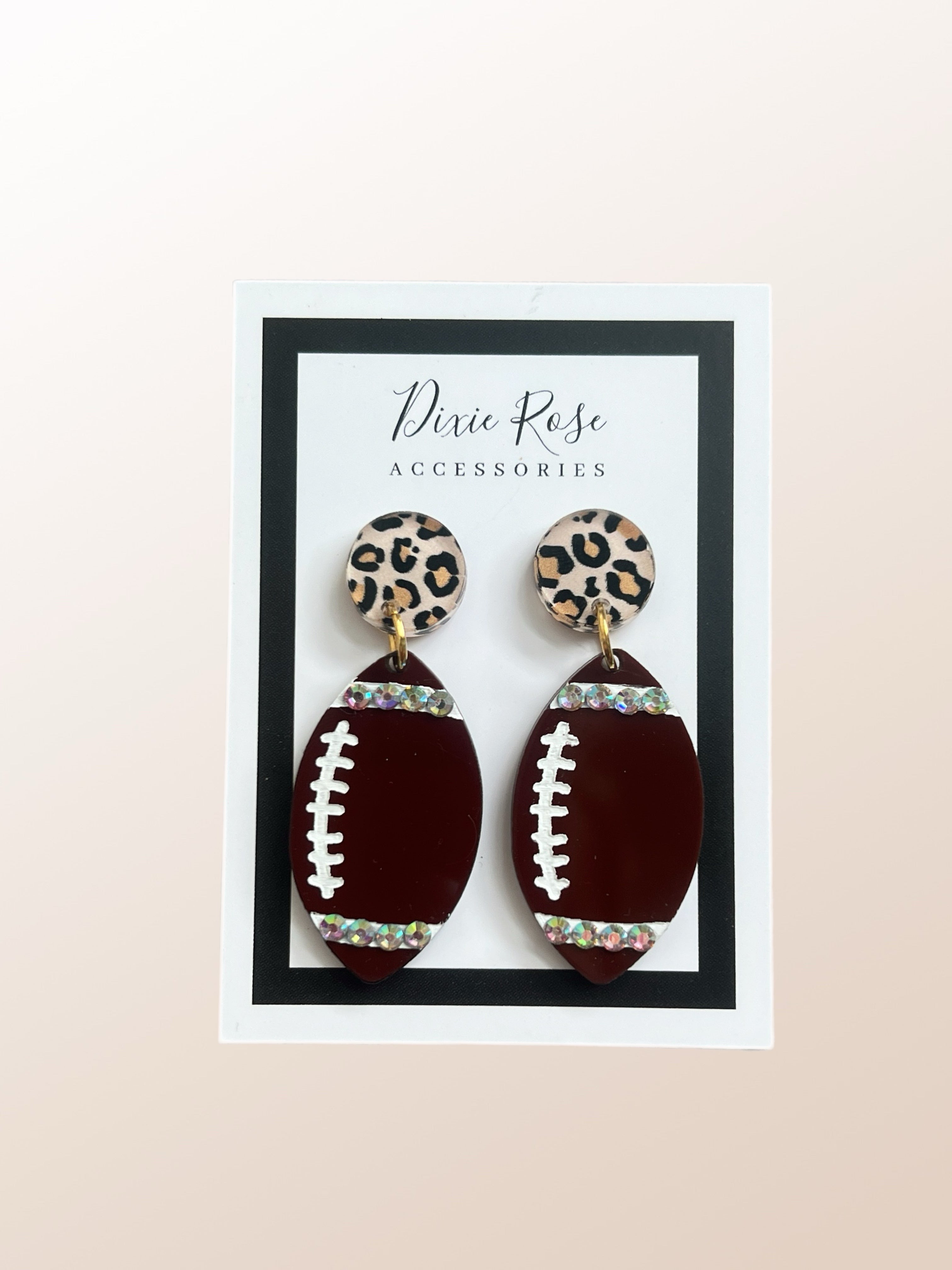 DIXIE ROSE Leopard Football Crystal Earrings on Simply Obsessed