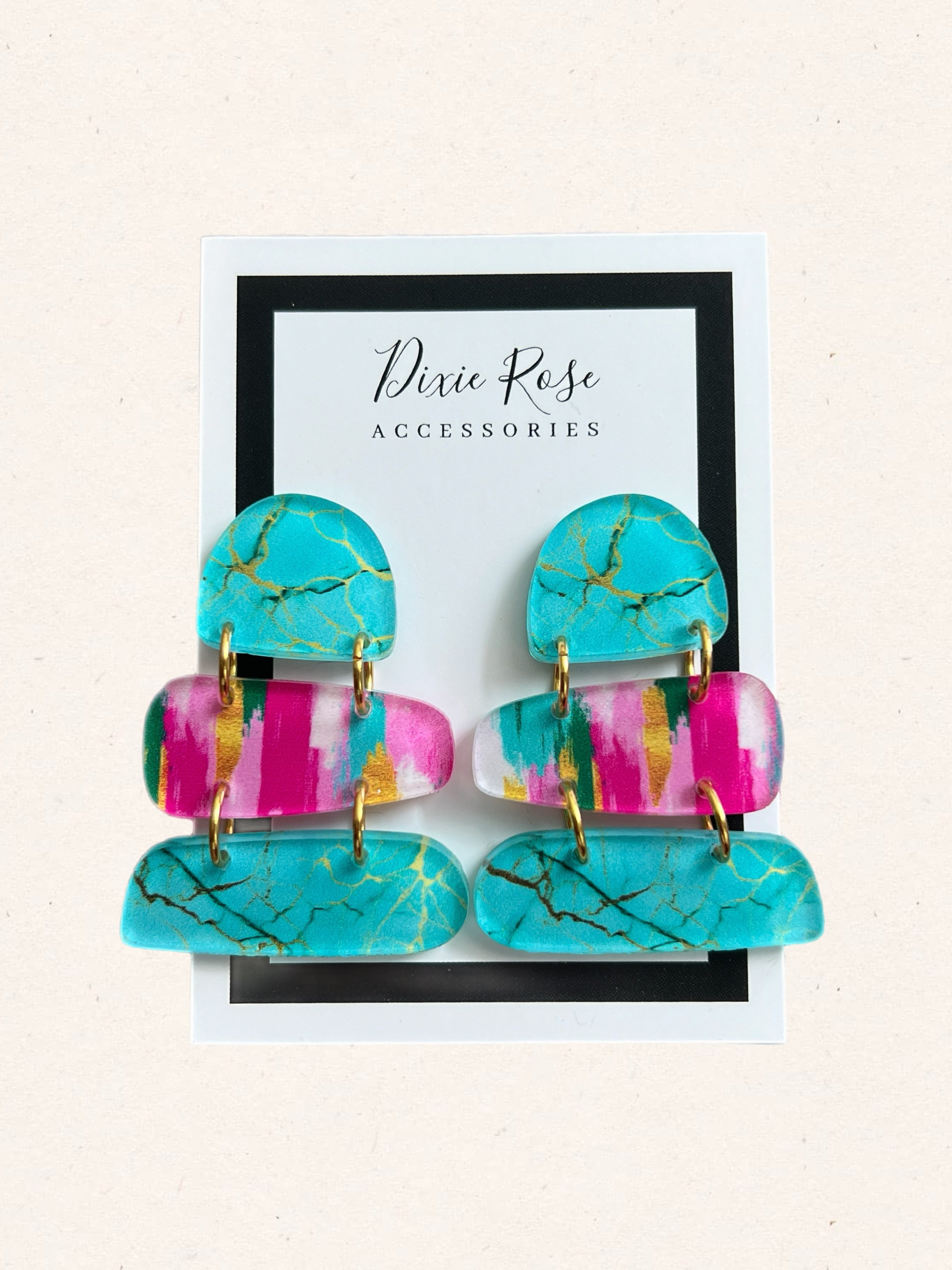 DIXIE ROSE Turquoise/Multi Abstract Earrings on Simply Obsessed