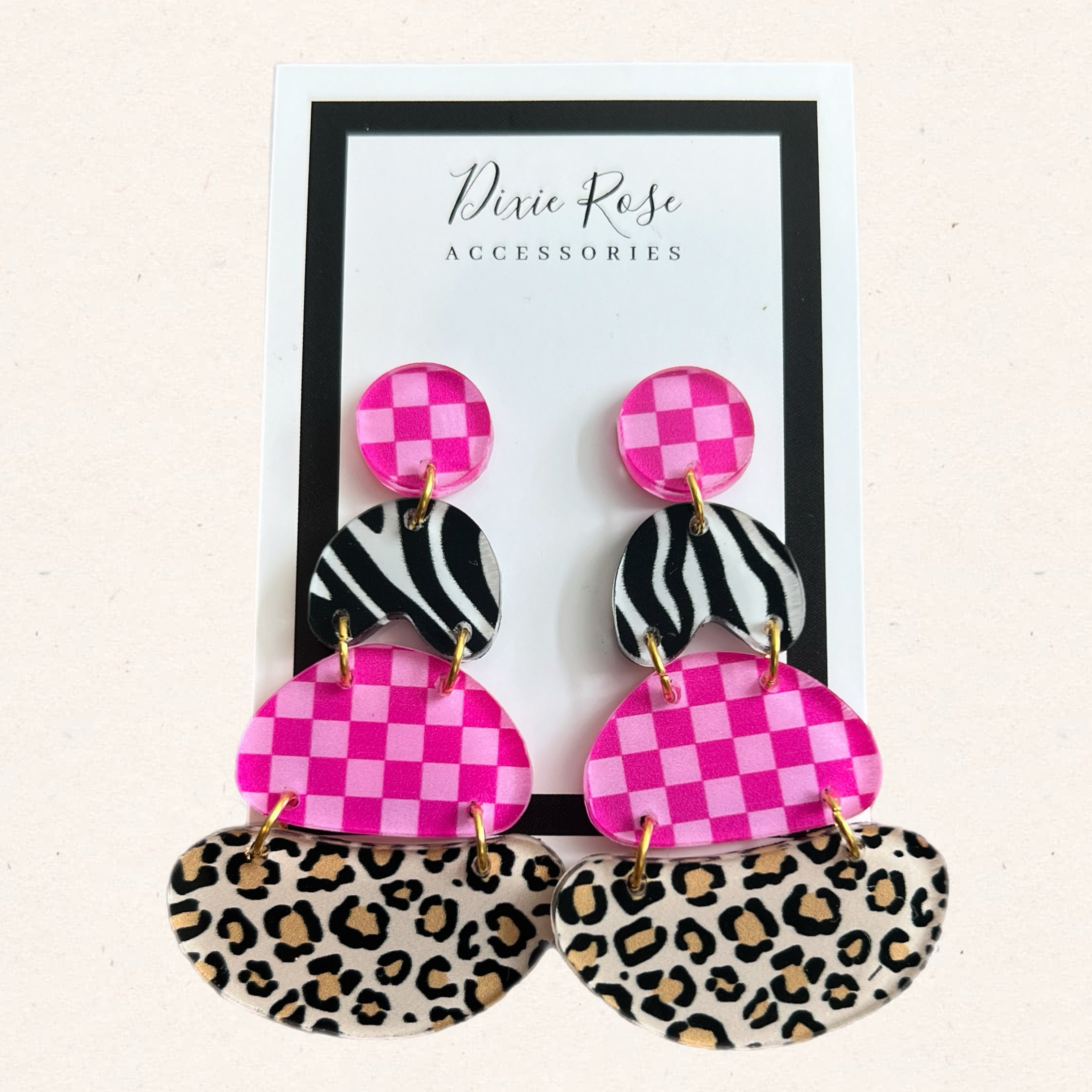 DIXIE ROSE Animal Print Abstract Earrings on Simply Obsessed