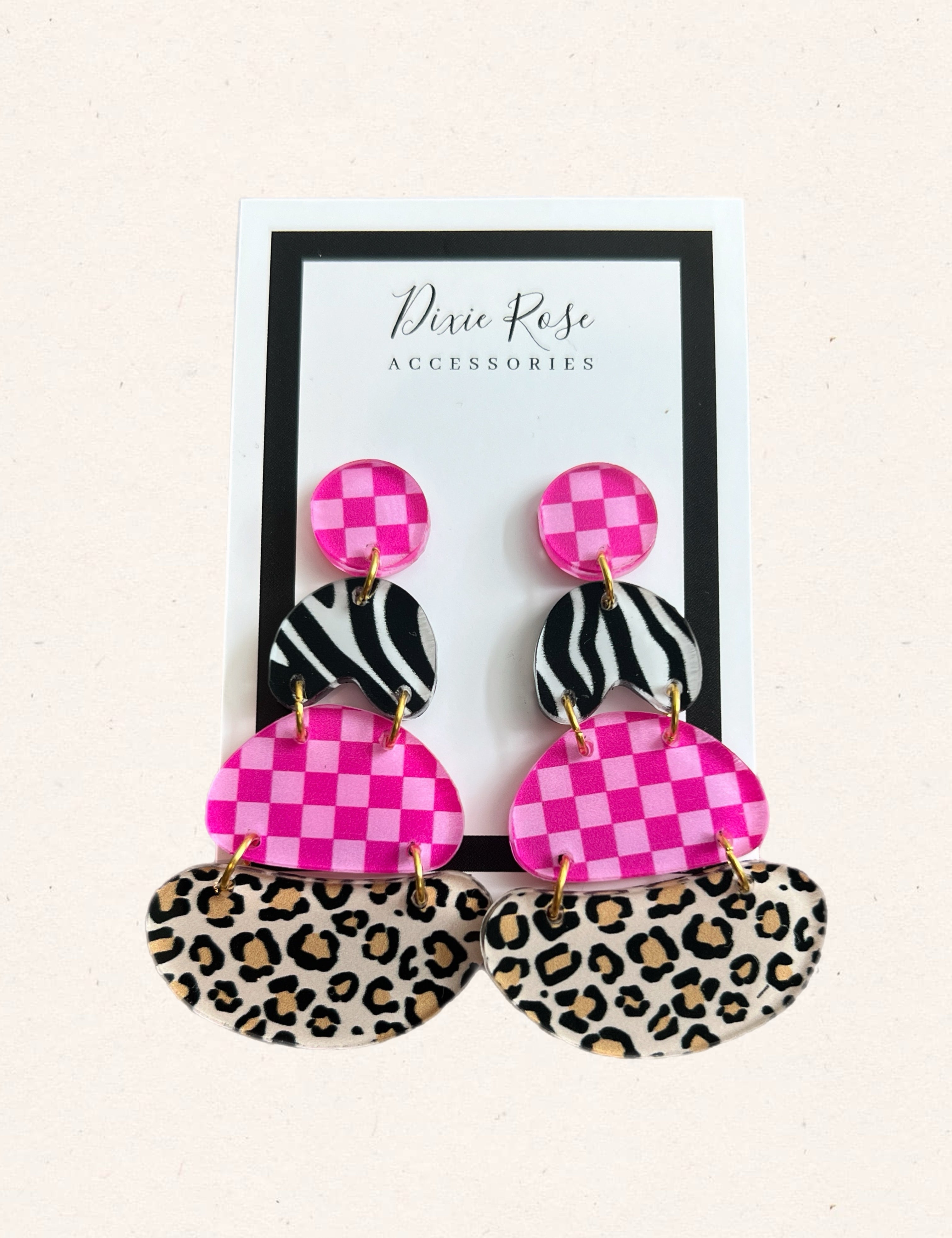 DIXIE ROSE Animal Print Abstract Earrings on Simply Obsessed