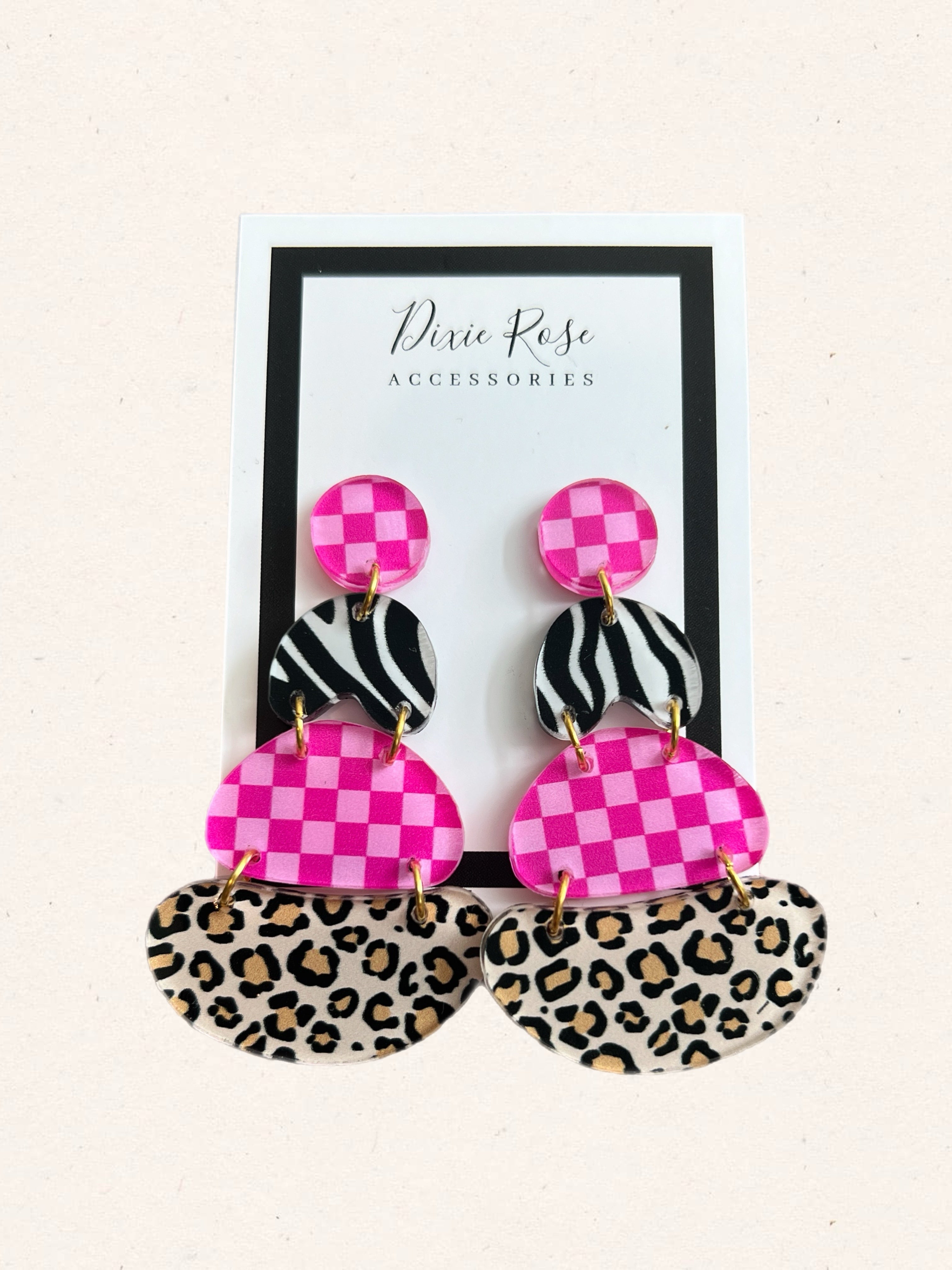 DIXIE ROSE Animal Print Abstract Earrings on Simply Obsessed