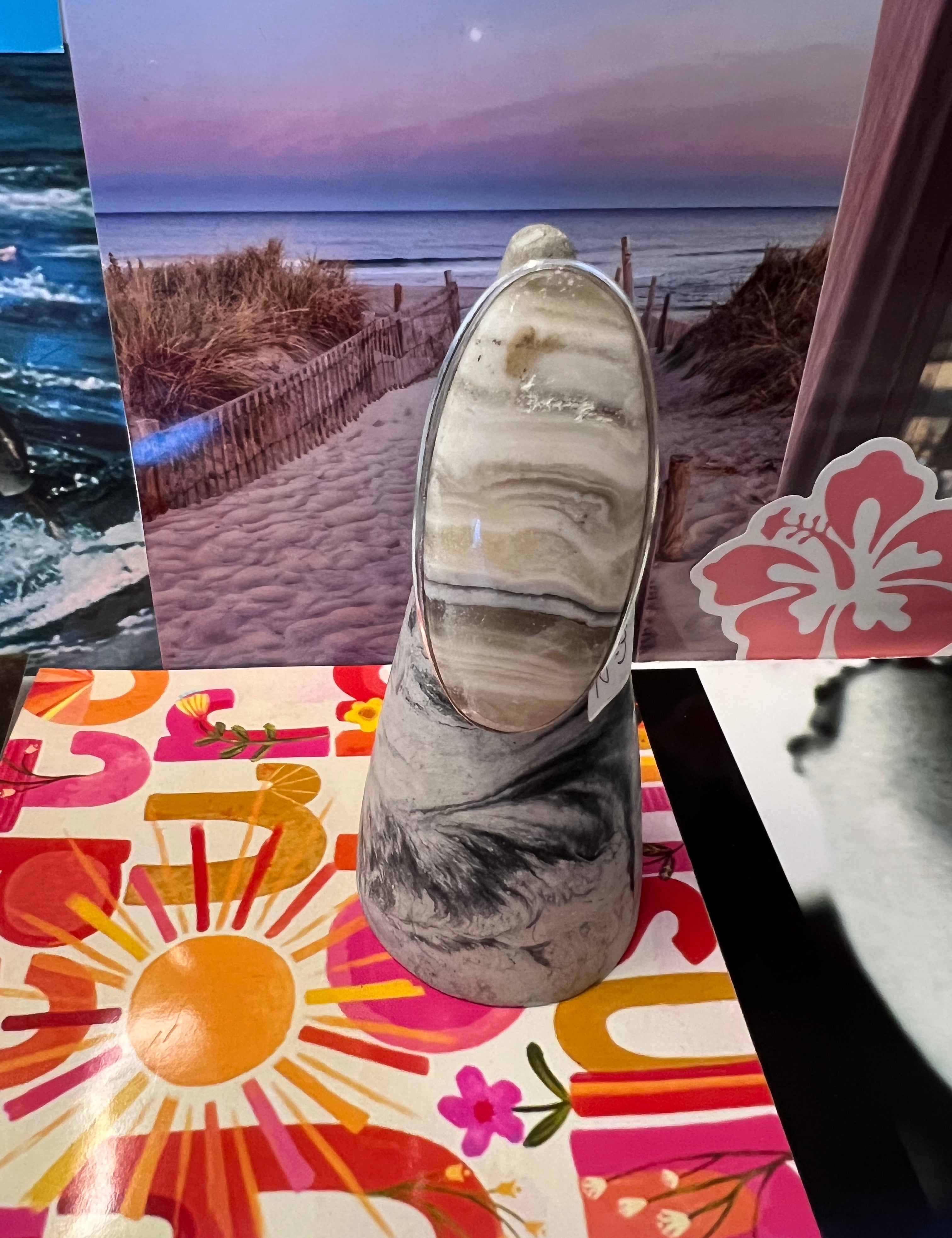 One of a Kind Size 8.5 Zebra Calcite Ring on Simply Obsessed