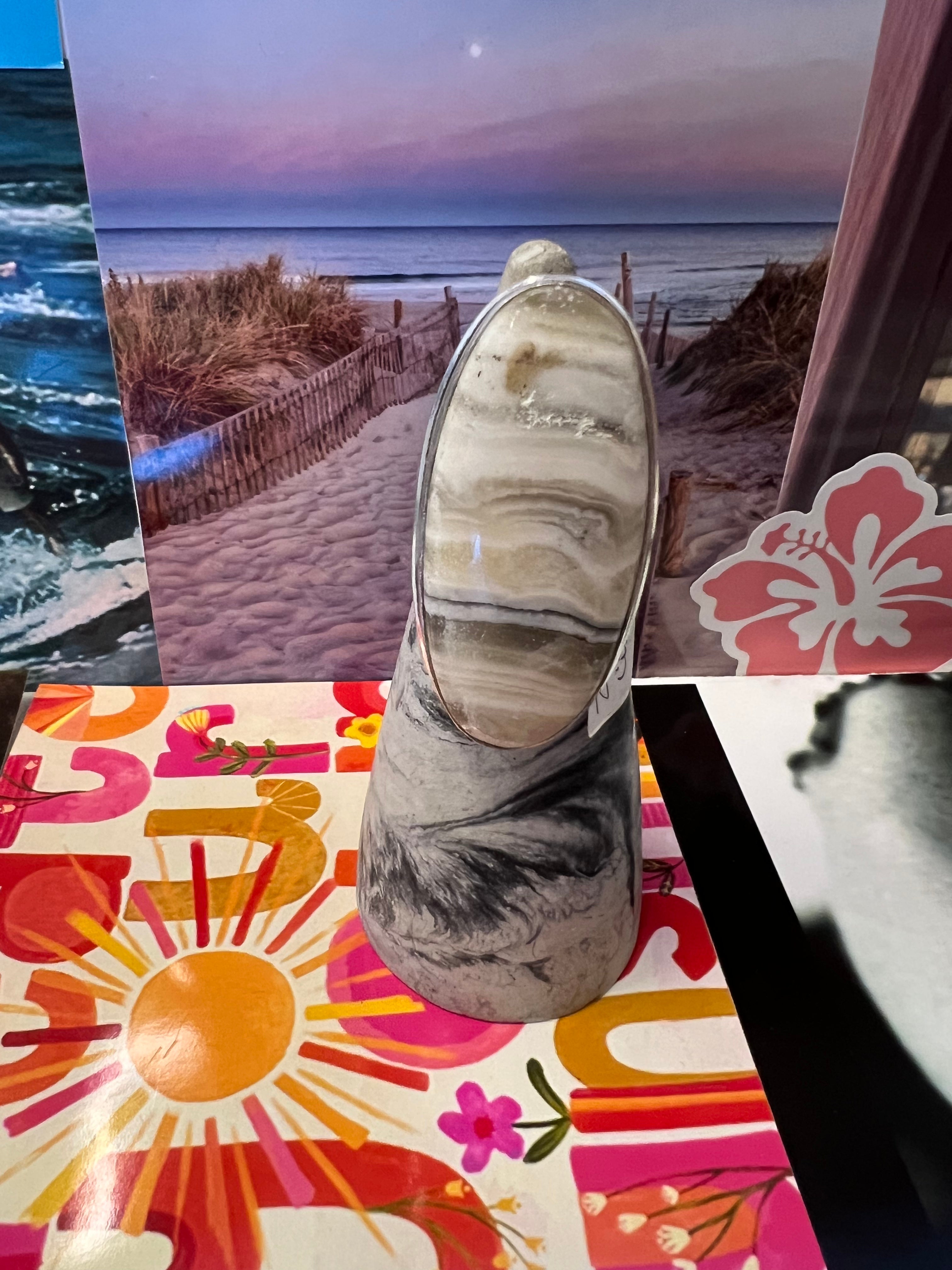 One of a Kind Size 8.5 Zebra Calcite Ring on Simply Obsessed