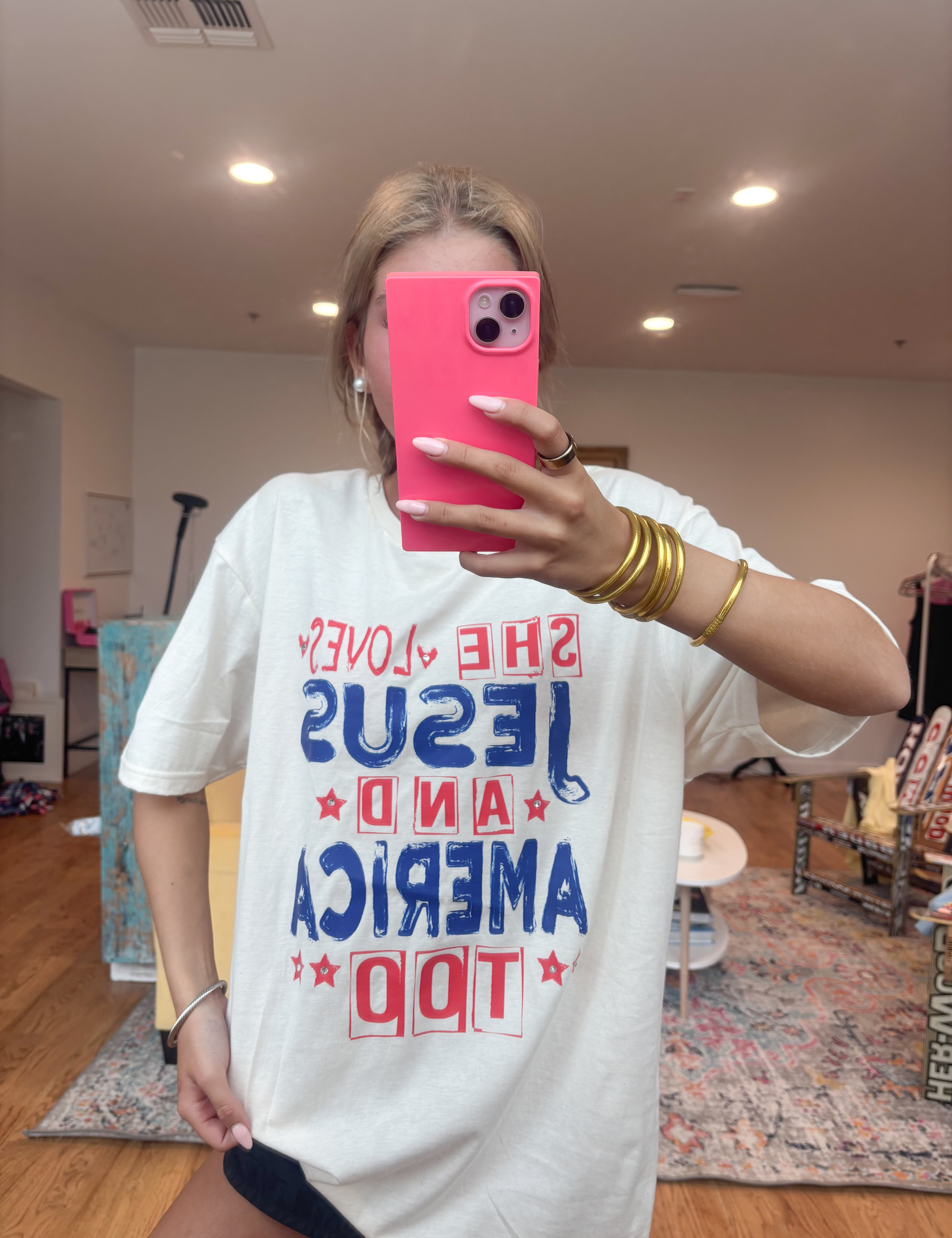 T-SHIRT JUNKIE She Loves Jesus + America on Simply Obsessed