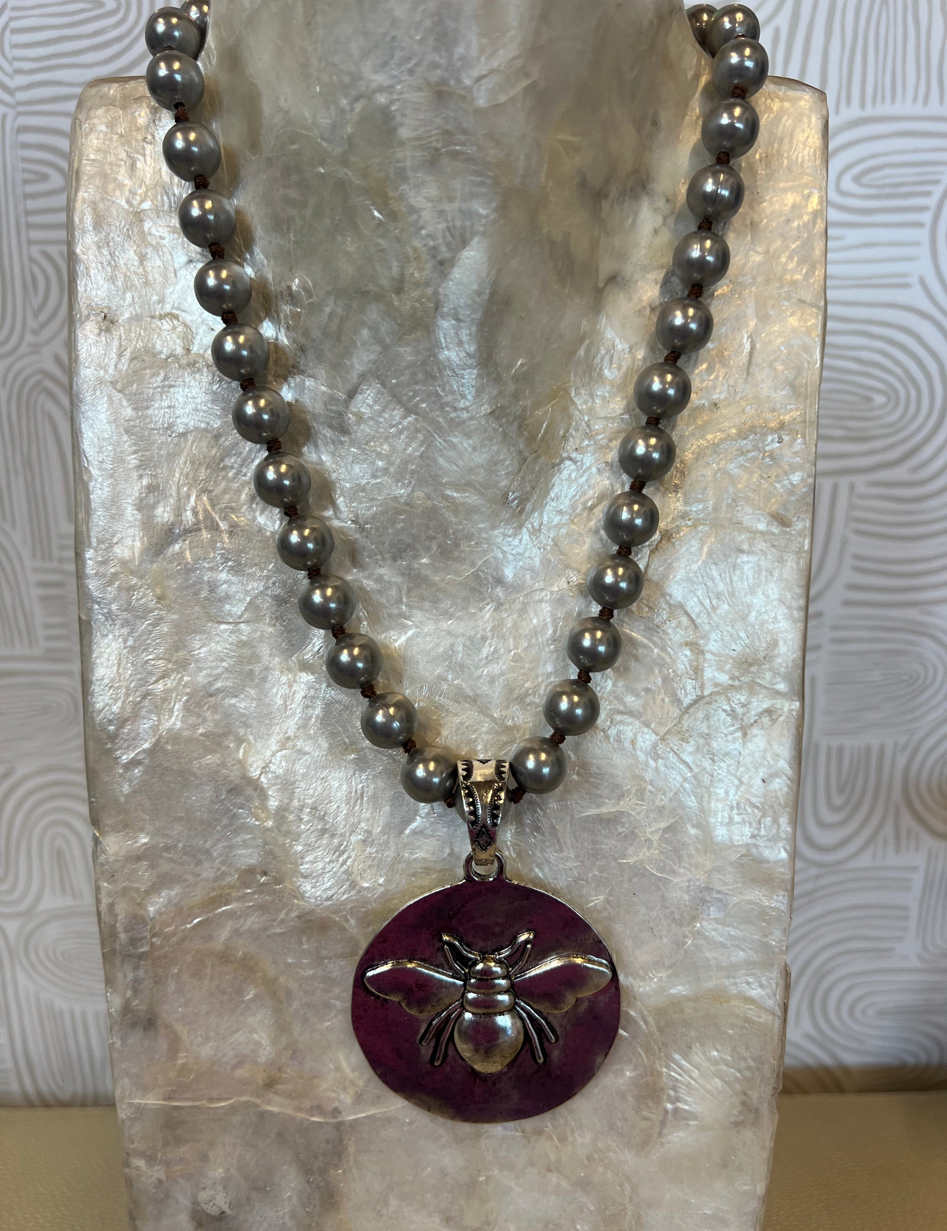 JEWELRY SALE Silver Bee on Navajo Pearl Necklace on Simply Obsessed