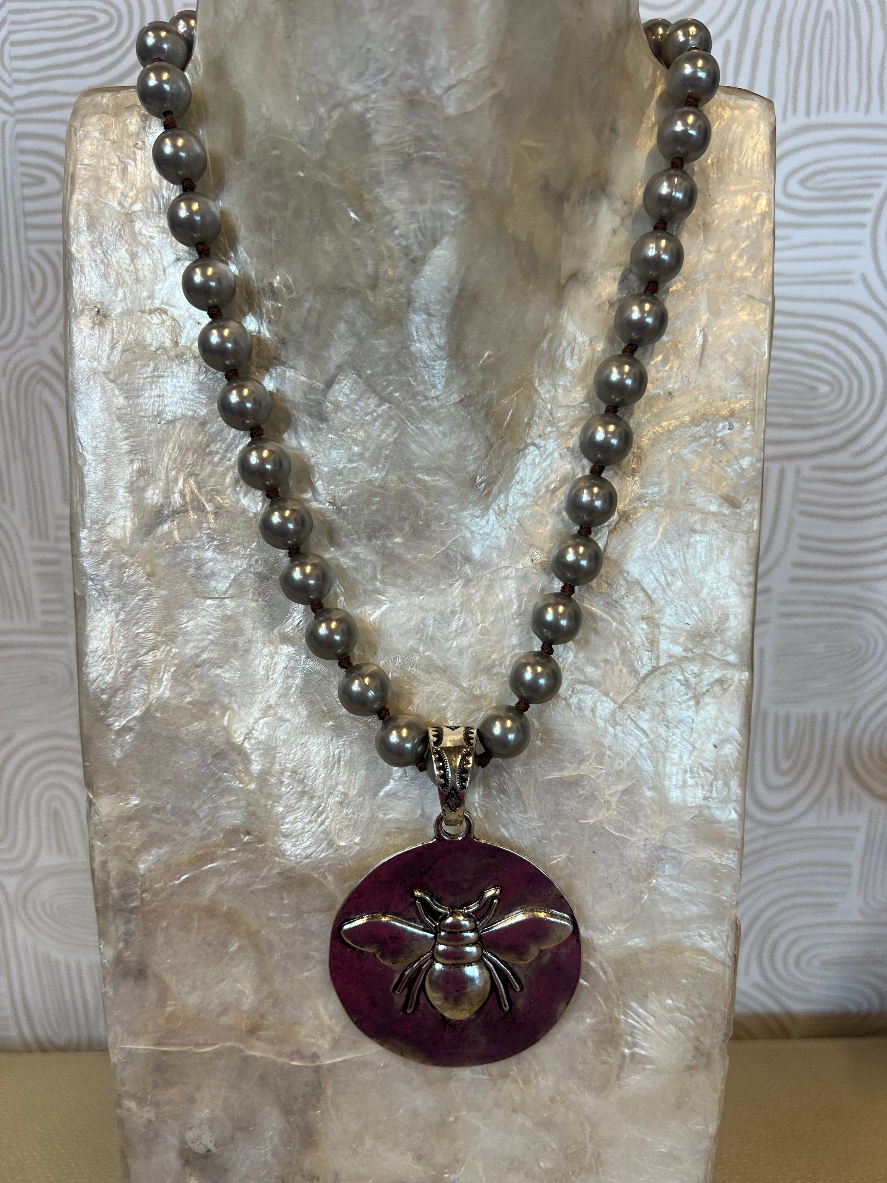 JEWELRY SALE Silver Bee on Navajo Pearl Necklace on Simply Obsessed