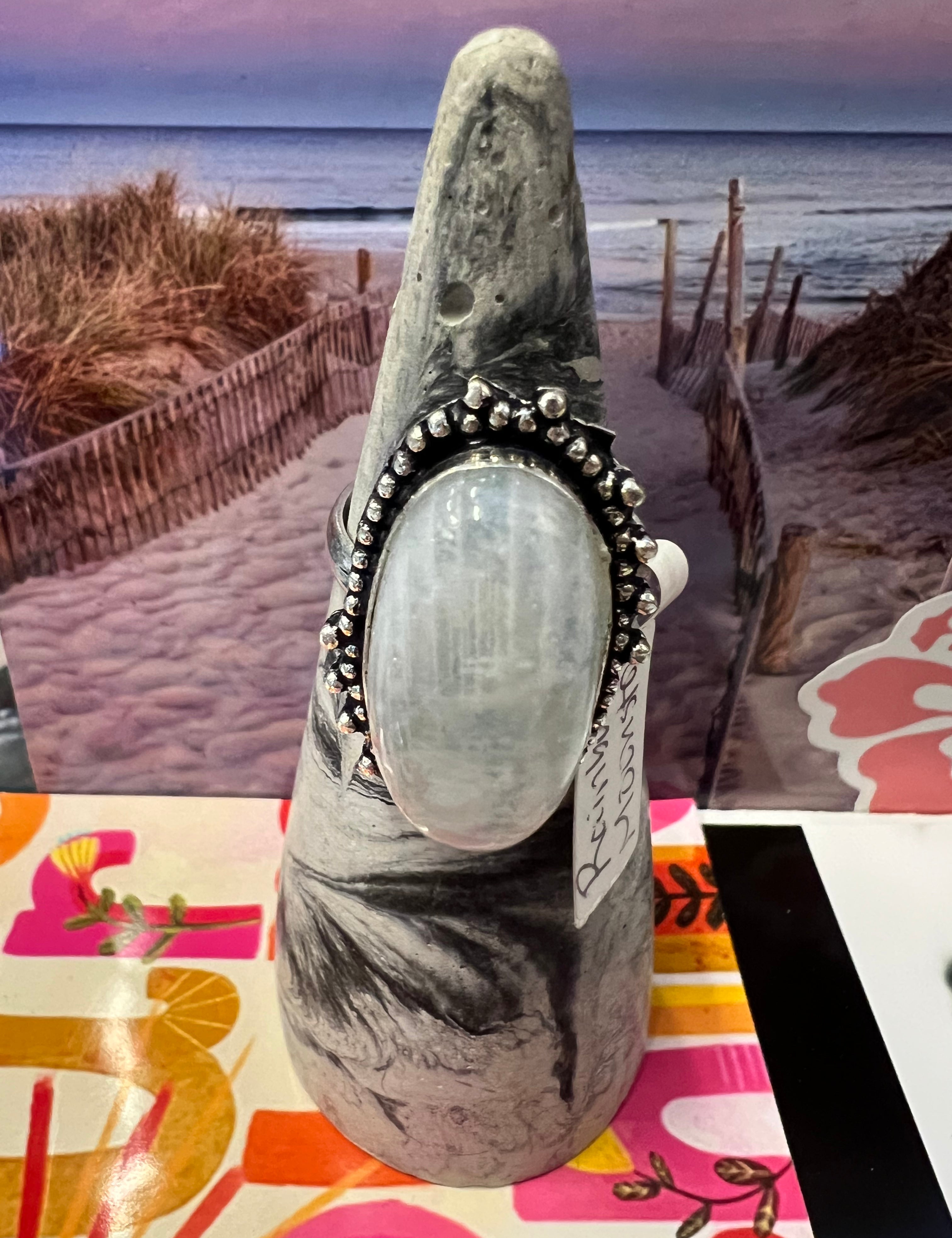 One of a Kind Size 11 Rainbow Moonstone Ring on Simply Obsessed