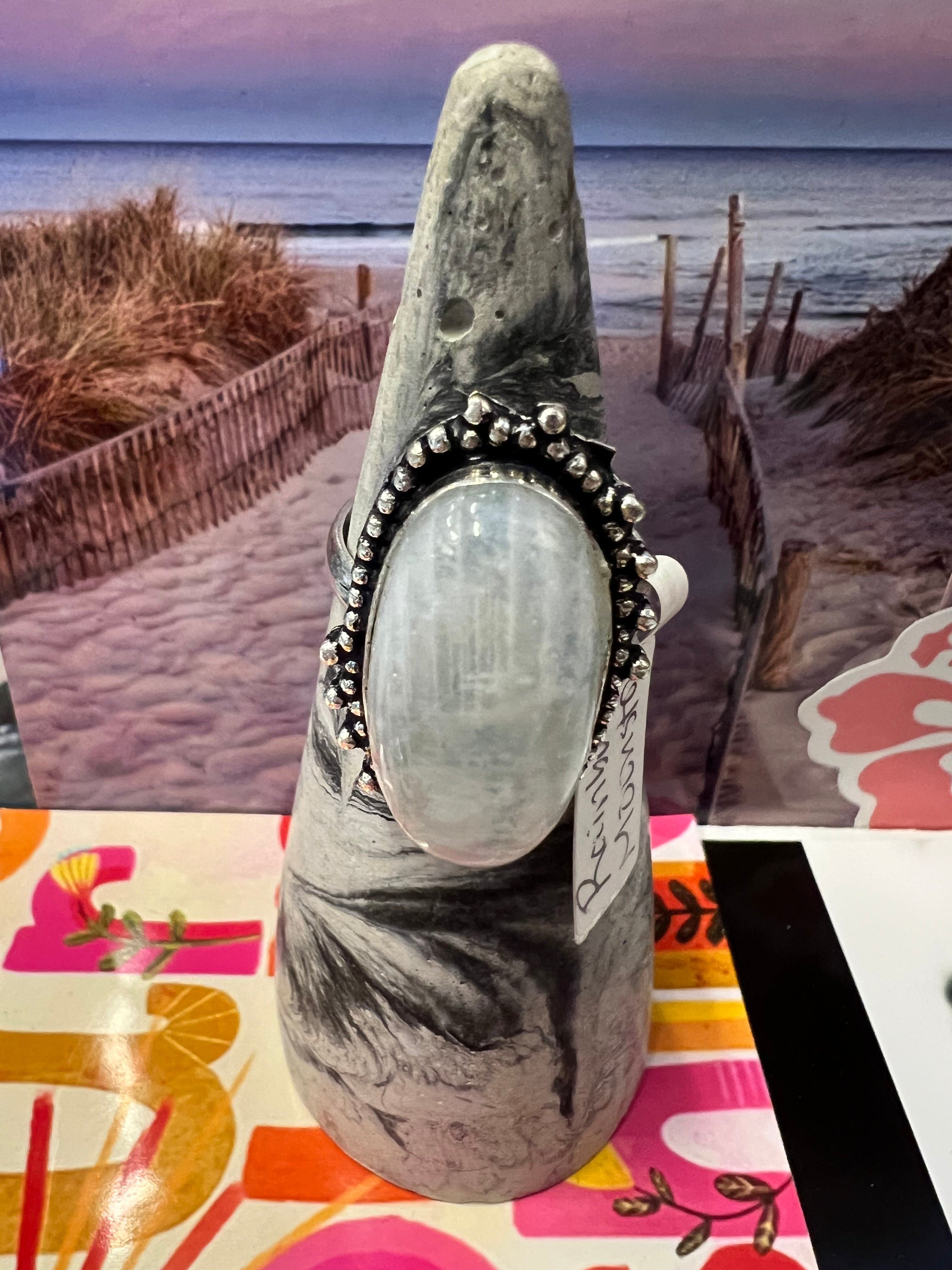 One of a Kind Size 11 Rainbow Moonstone Ring on Simply Obsessed