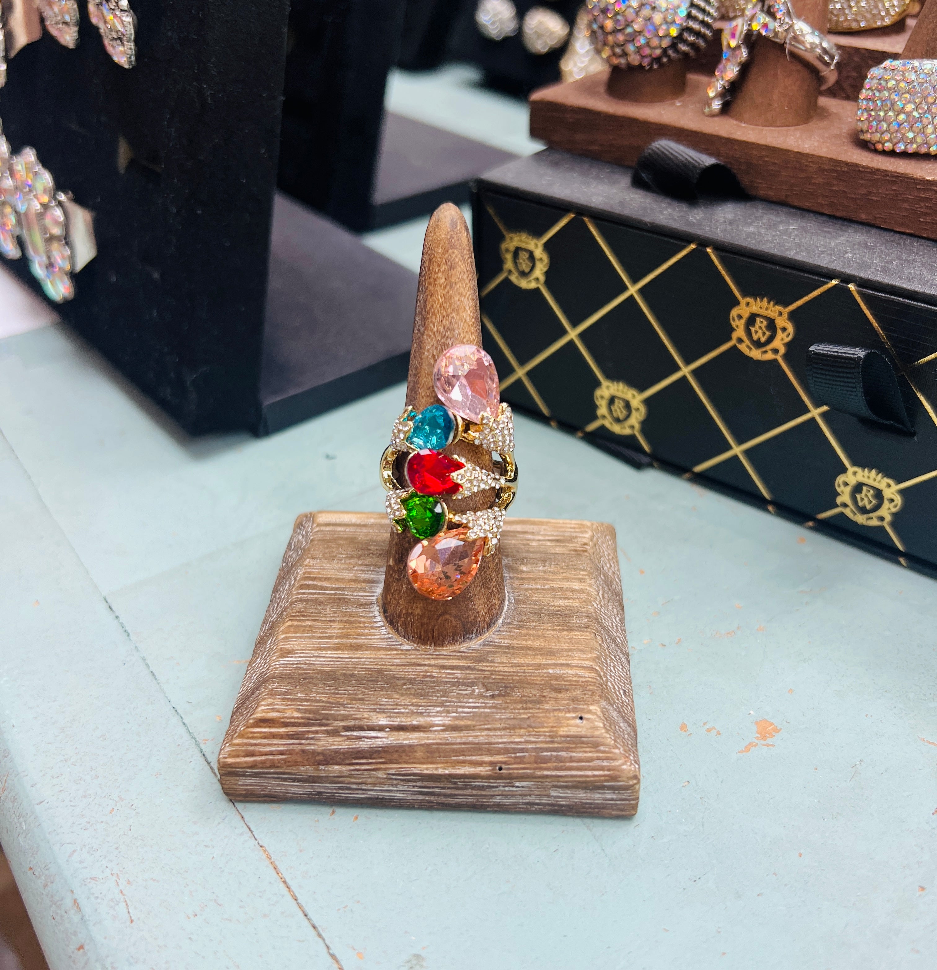 ATG Multi Crystal Stretchy Ring on Simply Obsessed