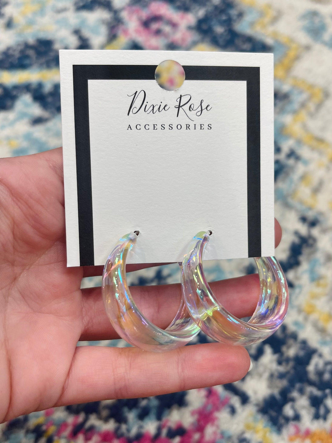 Clear Iridescent Hoops by Dixie Rose on Simply Obsessed