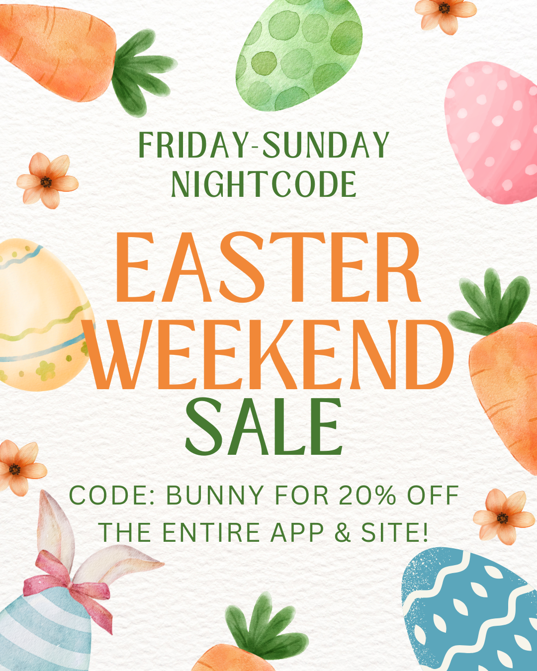 EASTER WEEKEND 20% OFF CODE! on Simply Obsessed