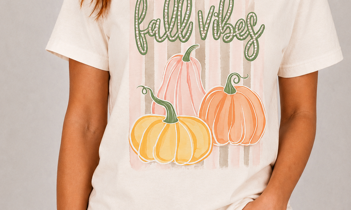 WS: Fall Vibes Bling Tee DIRECT TO GARMENT on Simply Obsessed