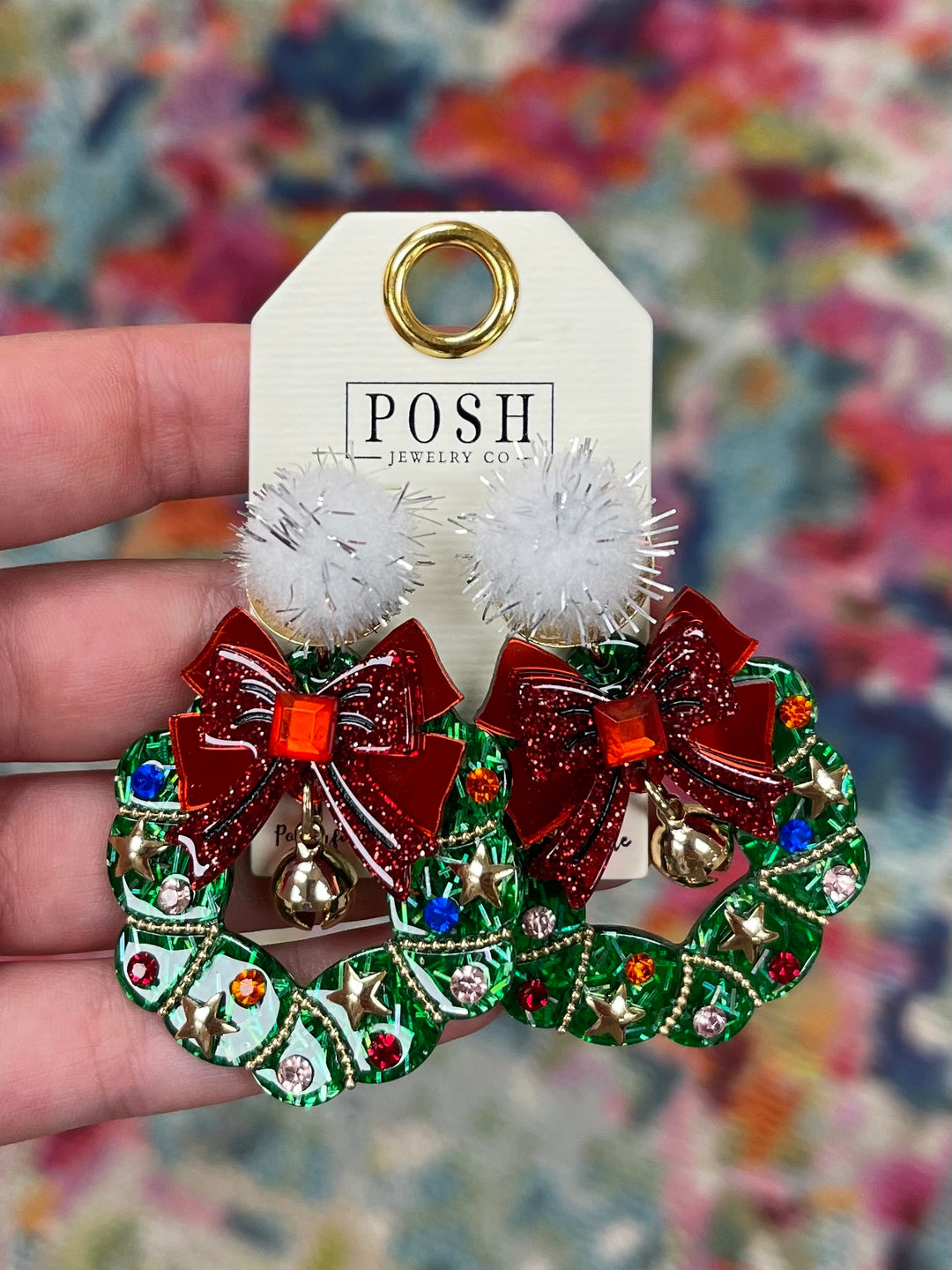 Green Christmas Bow Wreath Earrings by Pink Panache Brands on Simply Obsessed