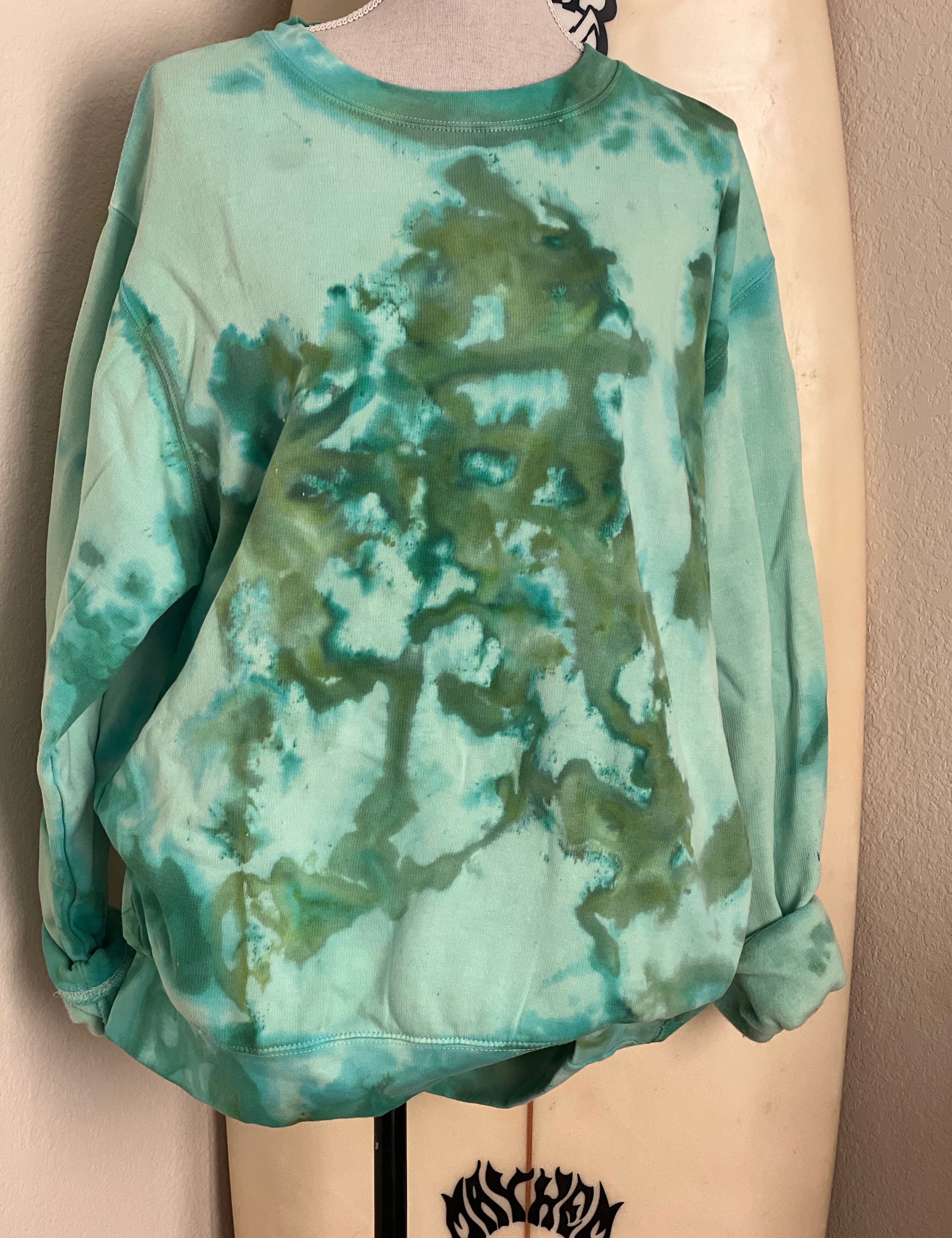 MALIBU HIPPIE Green Ice Dye Sweatshirt on Simply Obsessed