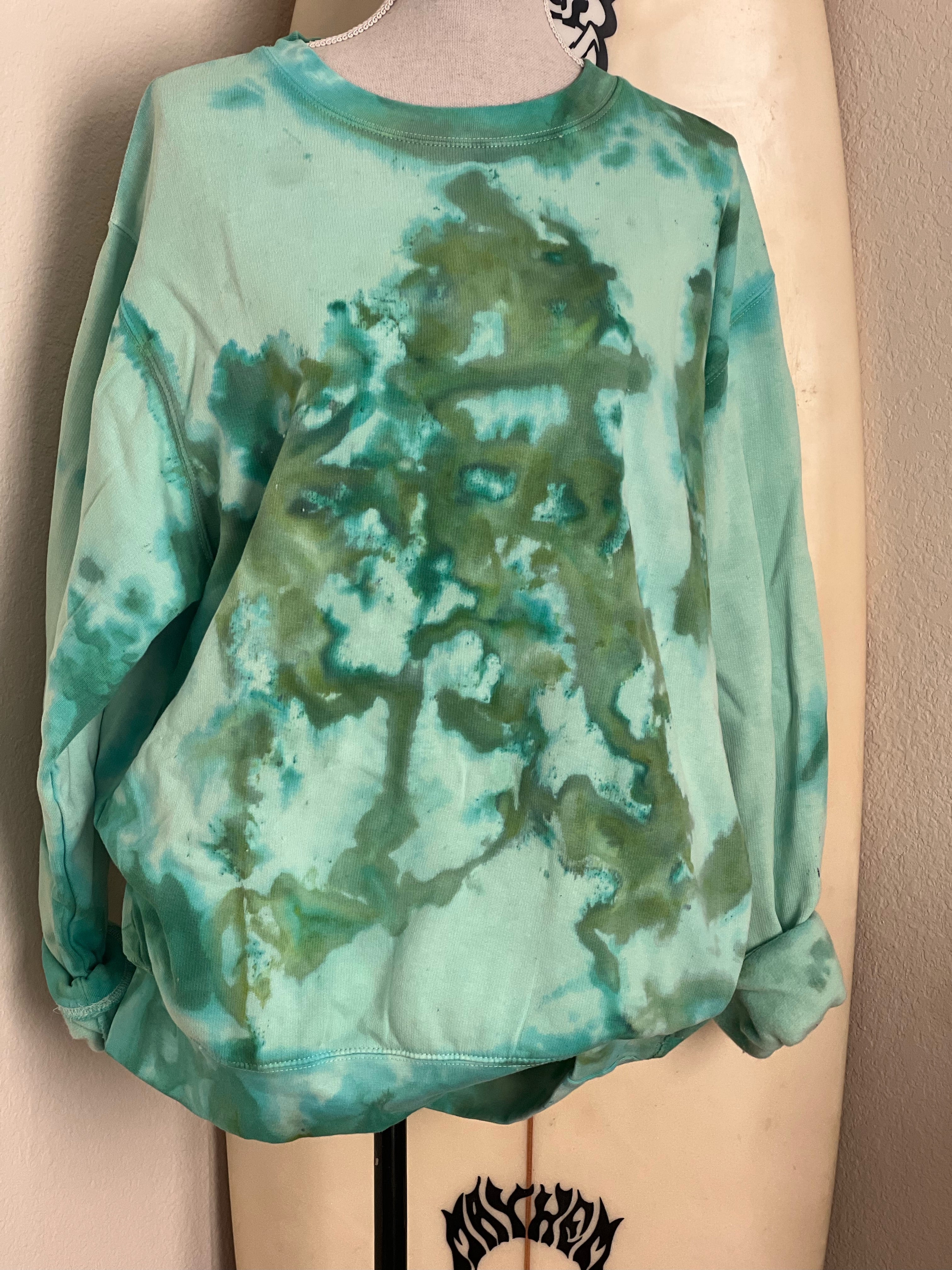 MALIBU HIPPIE Green Ice Dye Sweatshirt on Simply Obsessed