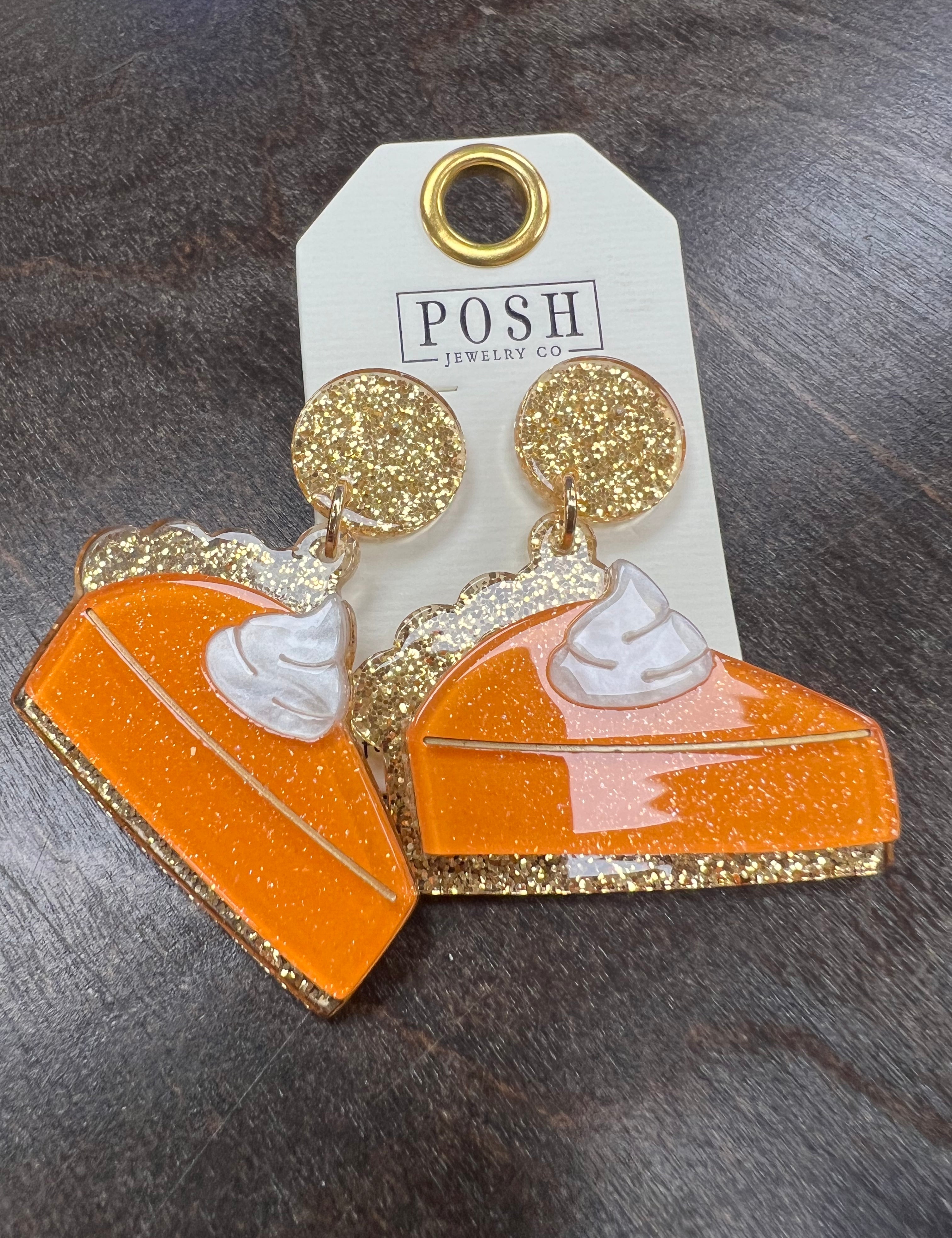 PINK PANACHE Pumpkin Pie Slice Earrings on Simply Obsessed