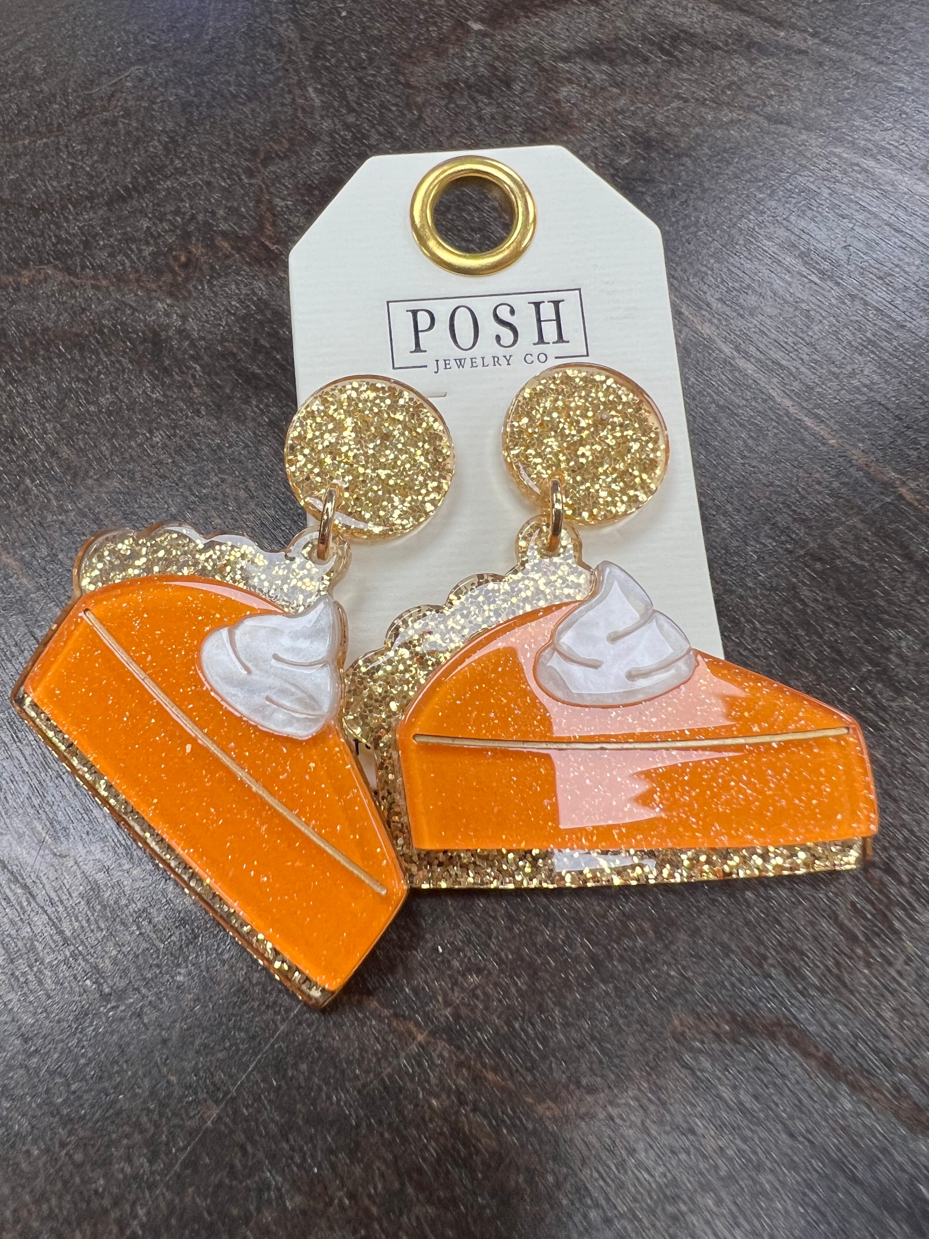 PINK PANACHE Pumpkin Pie Slice Earrings on Simply Obsessed
