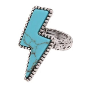 Turquoise Bolt Stretchy Ring by Simply Obsessed on Simply Obsessed