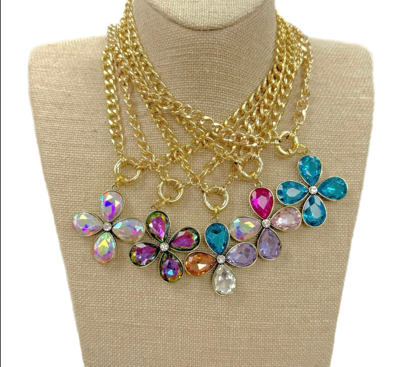 ATG Crystal Flower Gold Chain Necklaces on Simply Obsessed