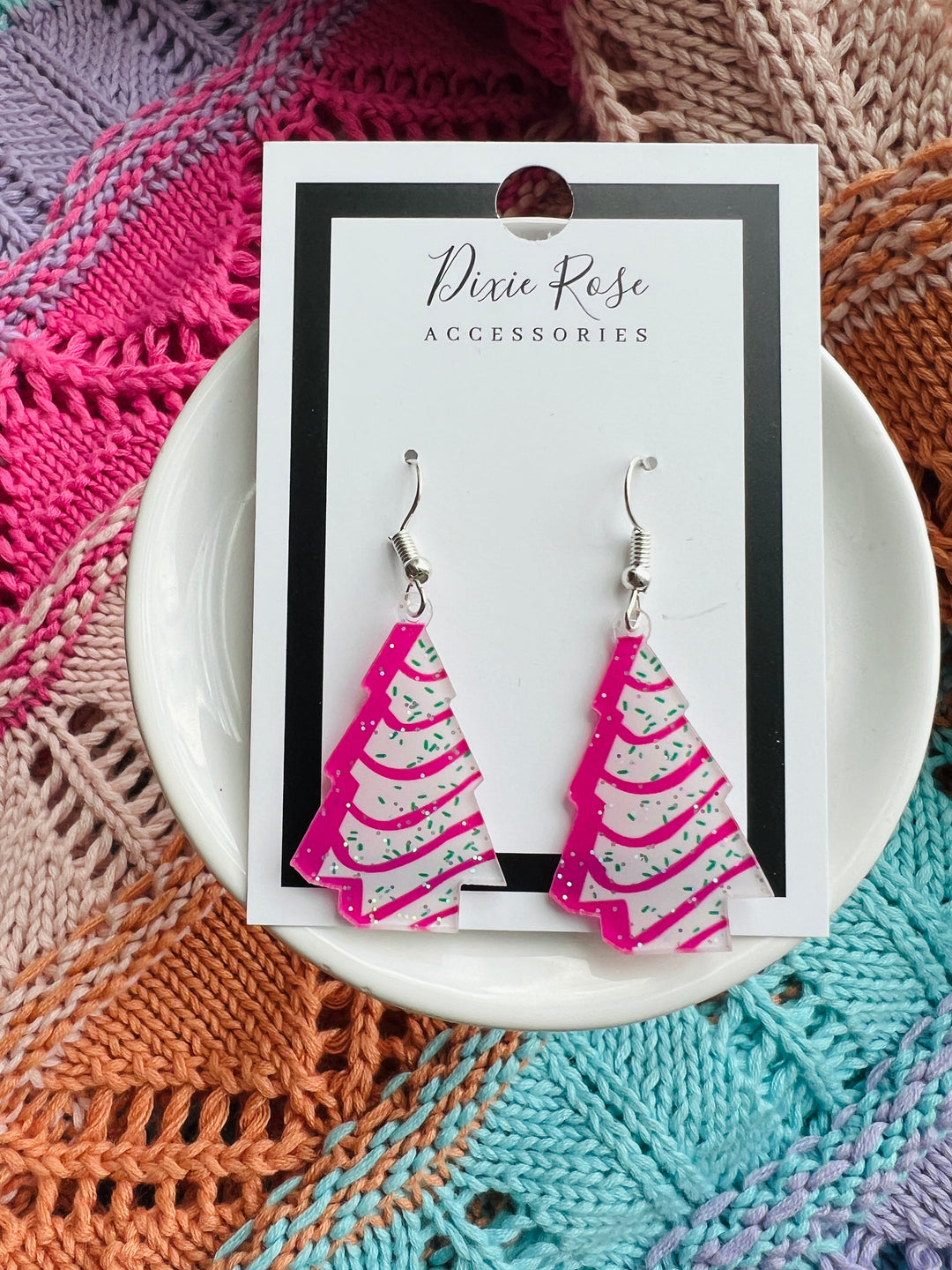 Glitter Pink Debbie Tree Earrings by Dixie Rose on Simply Obsessed