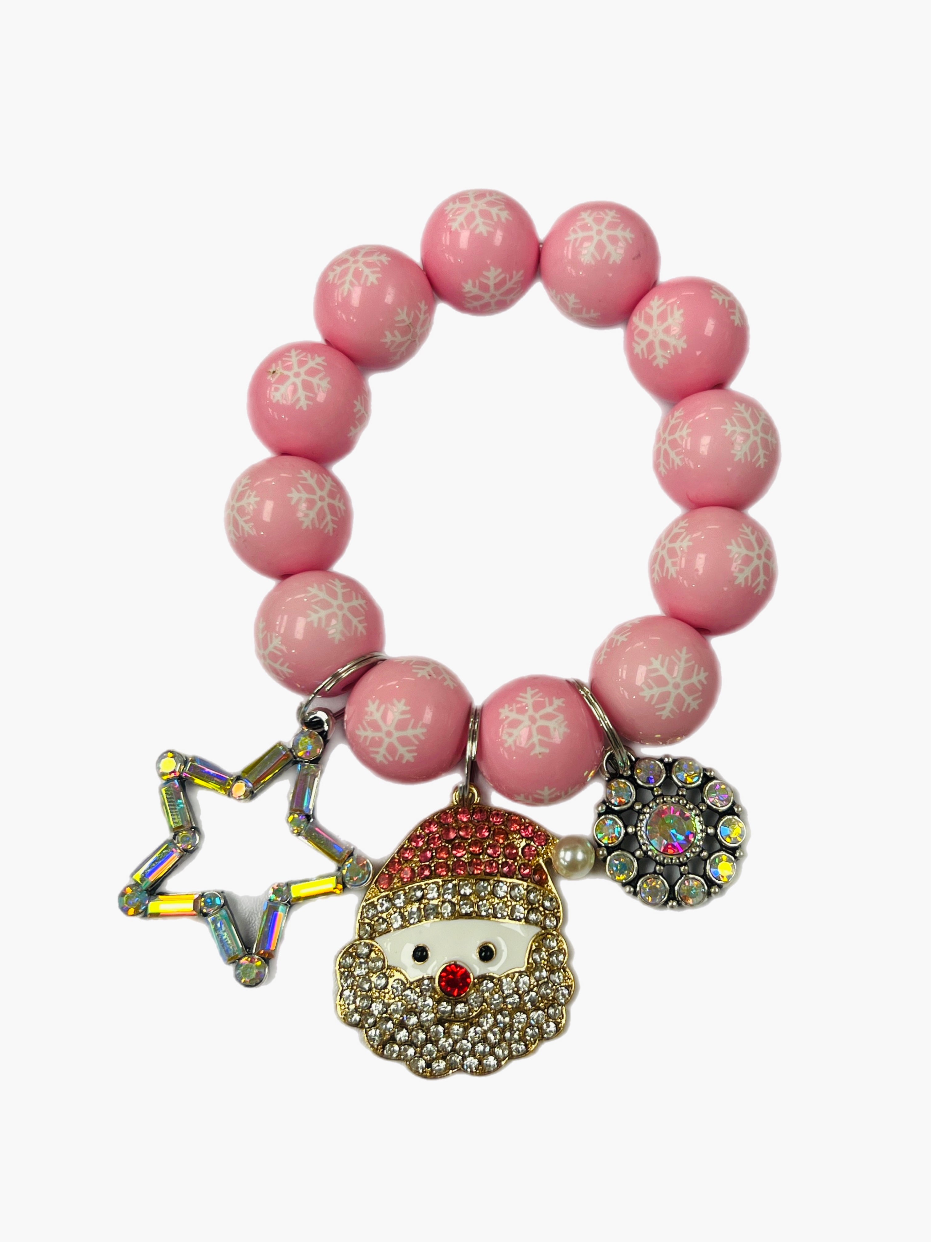 ATG Snowflake Triple Charm Santa Stretch Bracelet
