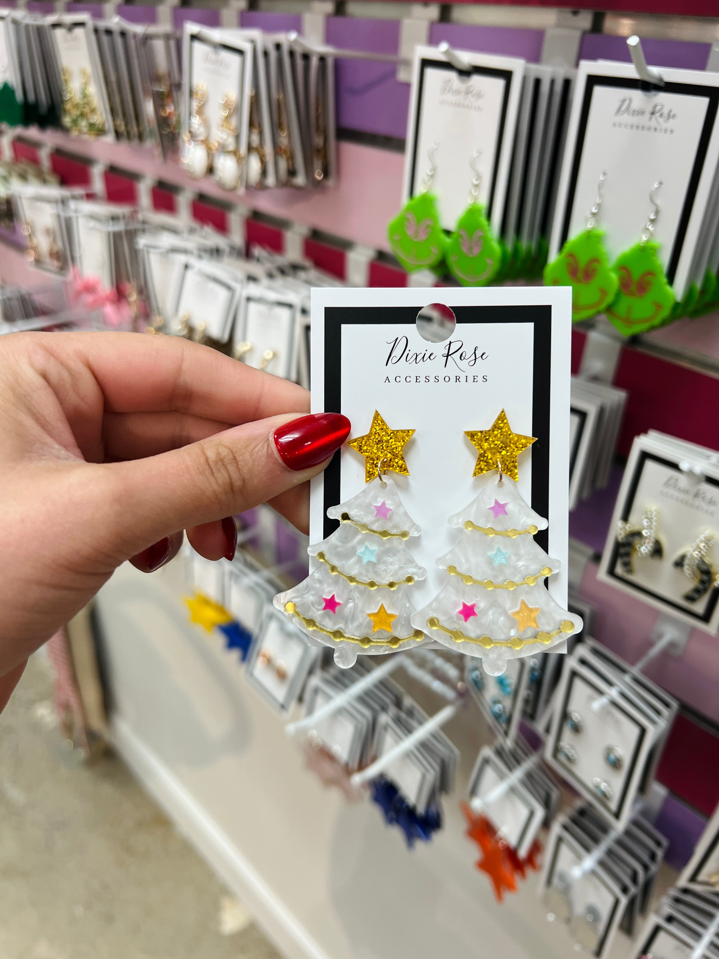 DIXIE ROSE Pearly White Star Tree Earrings on Simply Obsessed