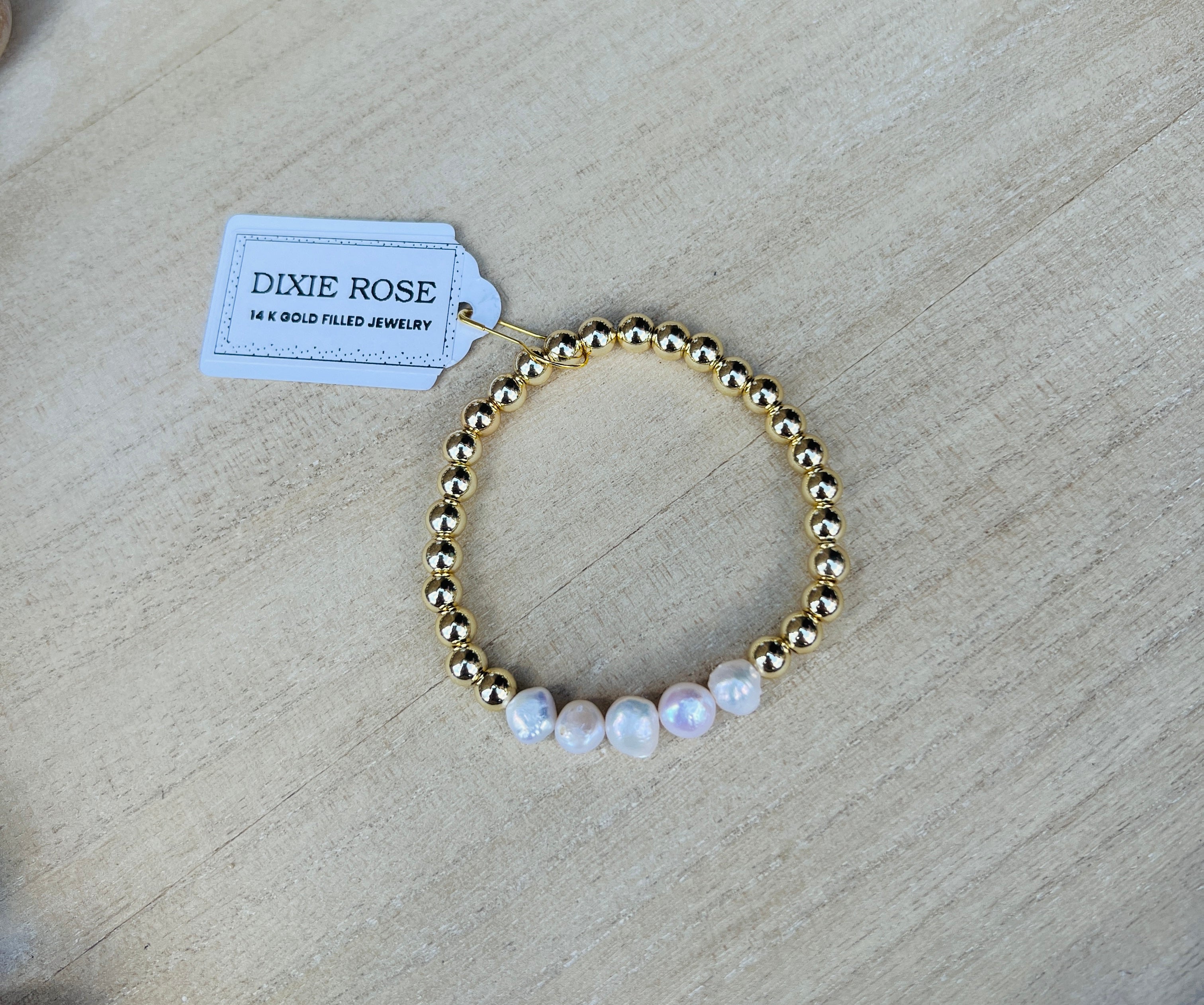 DIXIE ROSE 14K Gold Filled Olivia Pearl Bracelet on Simply Obsessed