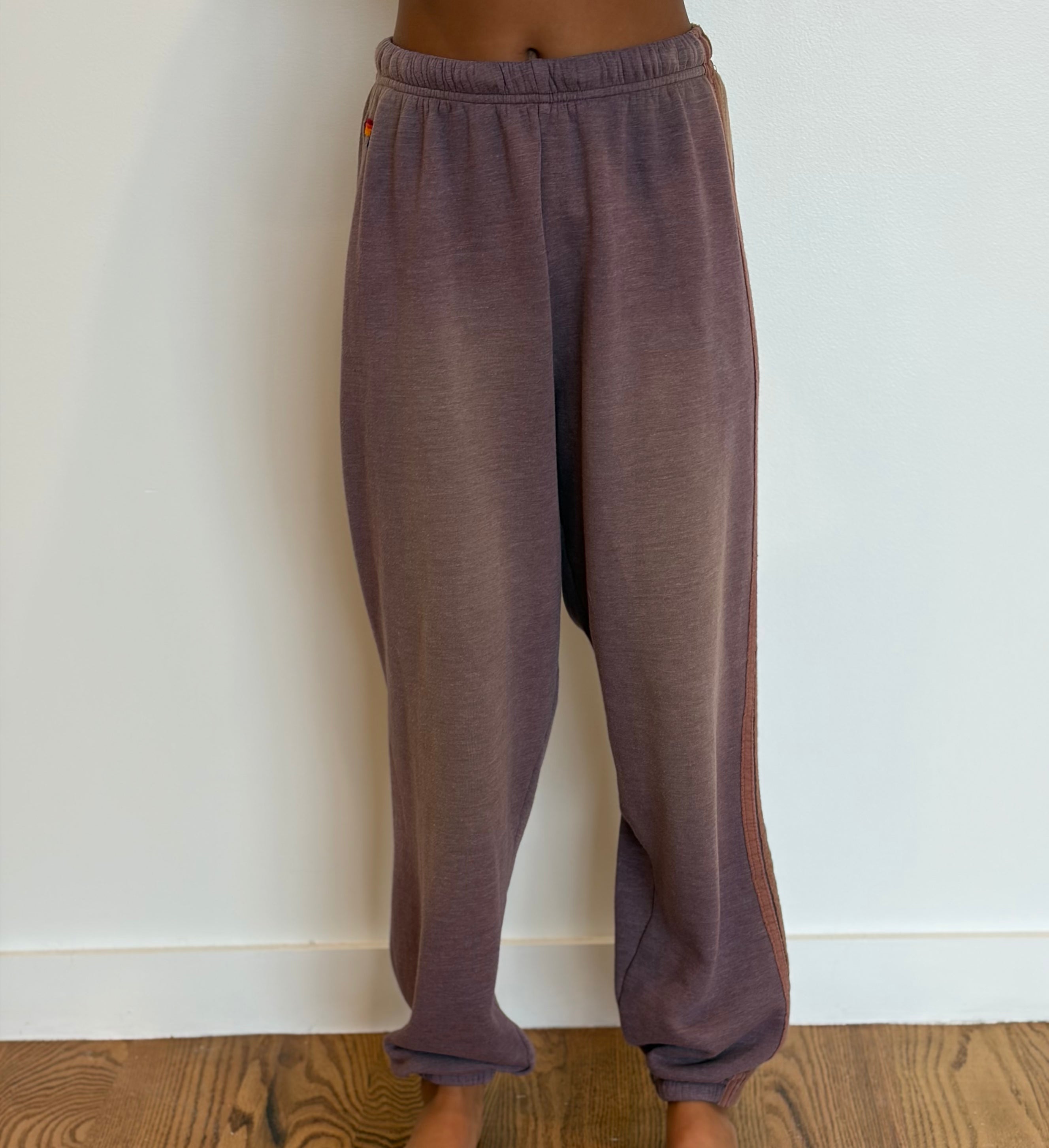 VINTAGE AVIATOR NATION Classic Five Stripe Sweatpants MEDIUM DUSTY MAUVE
