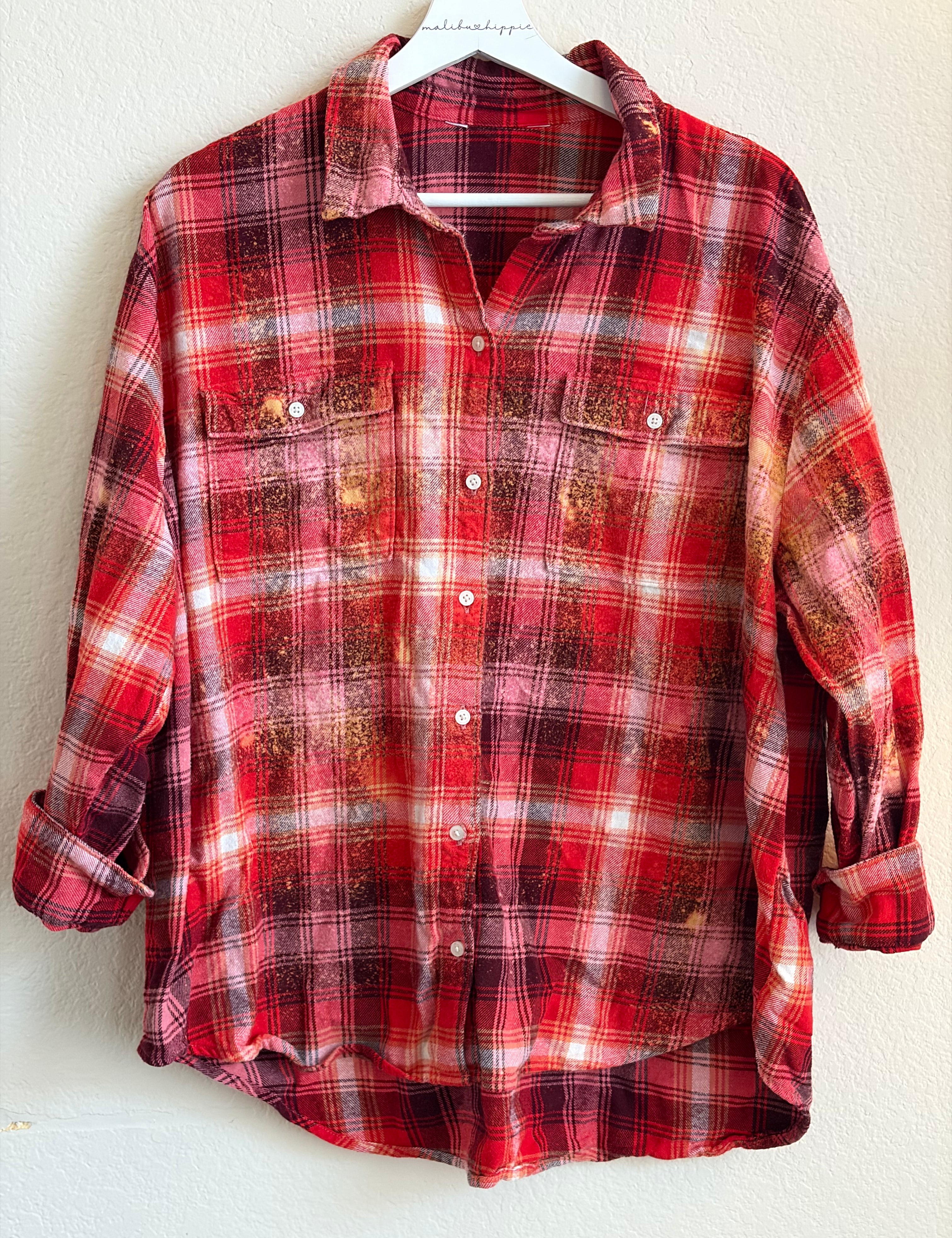 ***SALE*** Malibu Hippie X-LARGE Bleached Flannel #12 on Simply Obsessed
