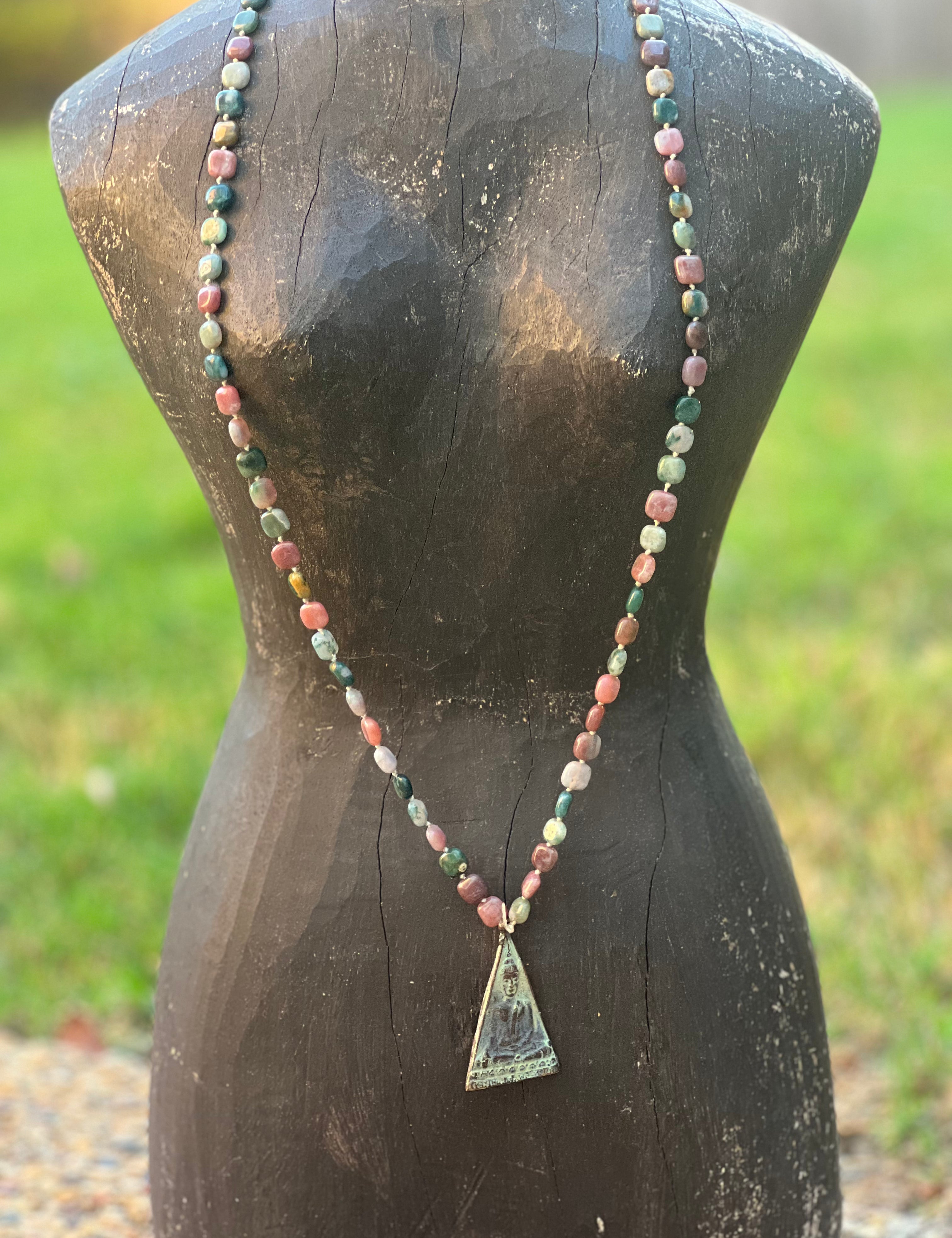 MALIBU HIPPIE Indian Agate Antique Buddha Amulet OOAK Necklace on Simply Obsessed