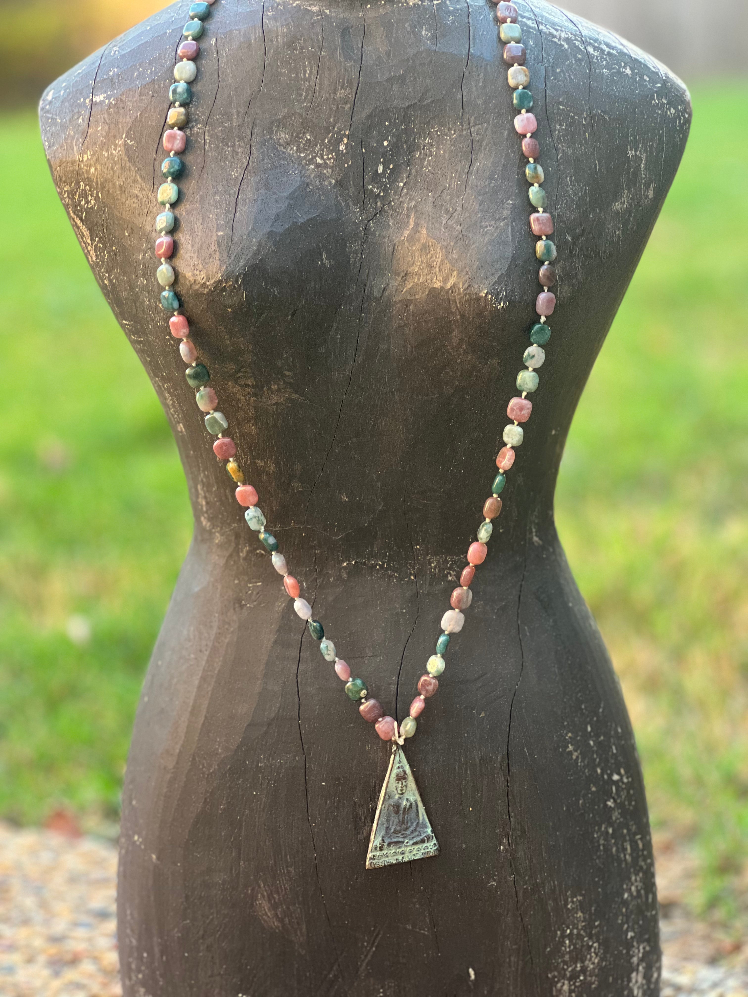 MALIBU HIPPIE Indian Agate Antique Buddha Amulet OOAK Necklace on Simply Obsessed