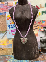 MALIBU HIPPIE Kunzite Tibetan Silver Botswana Agate Butterfly OOAK Necklace on Simply Obsessed