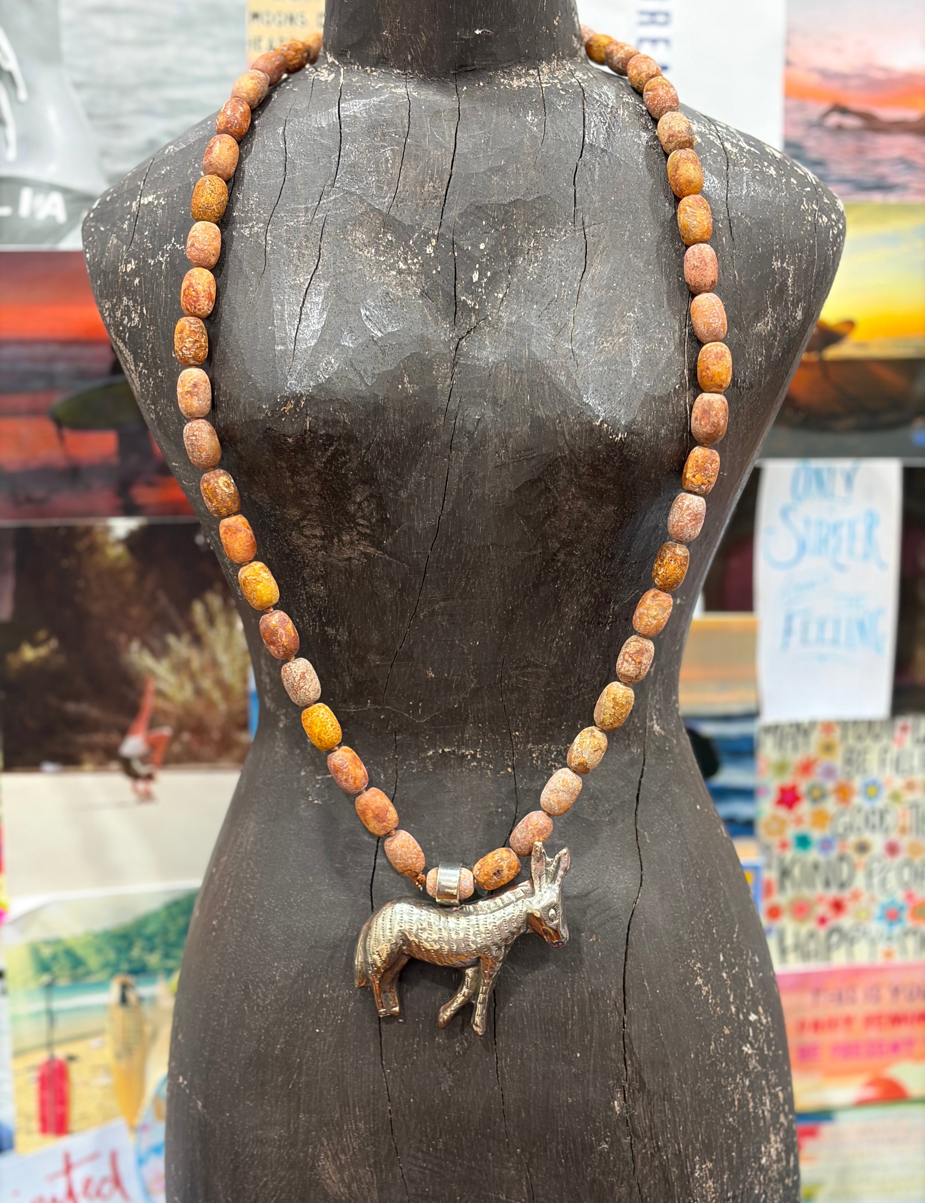 MALIBU HIPPIE Natural Jasper Tibetan Silver Donkey OOAK Necklace #3 on Simply Obsessed