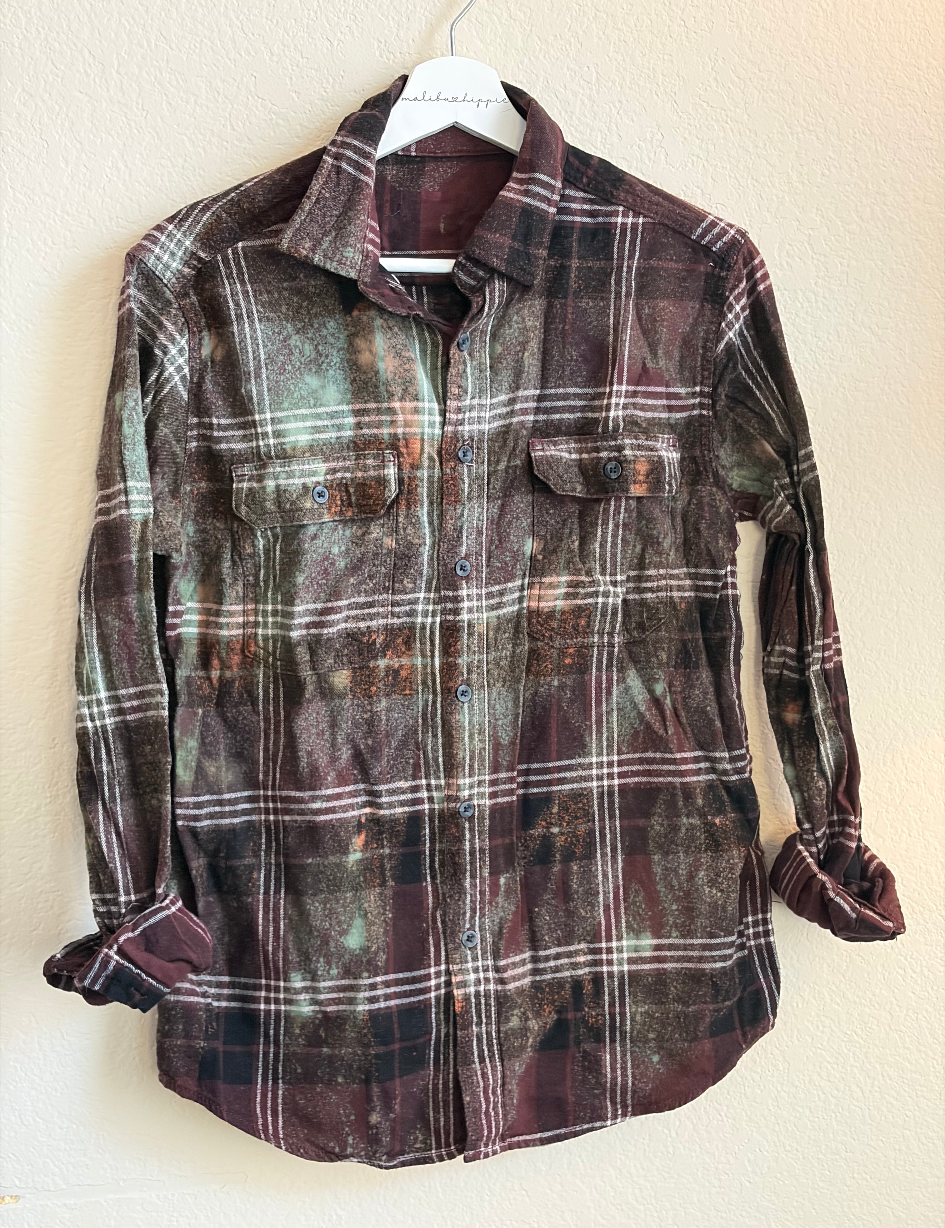 ***SALE*** Malibu Hippie SMALL Bleached Flannel #7 on Simply Obsessed