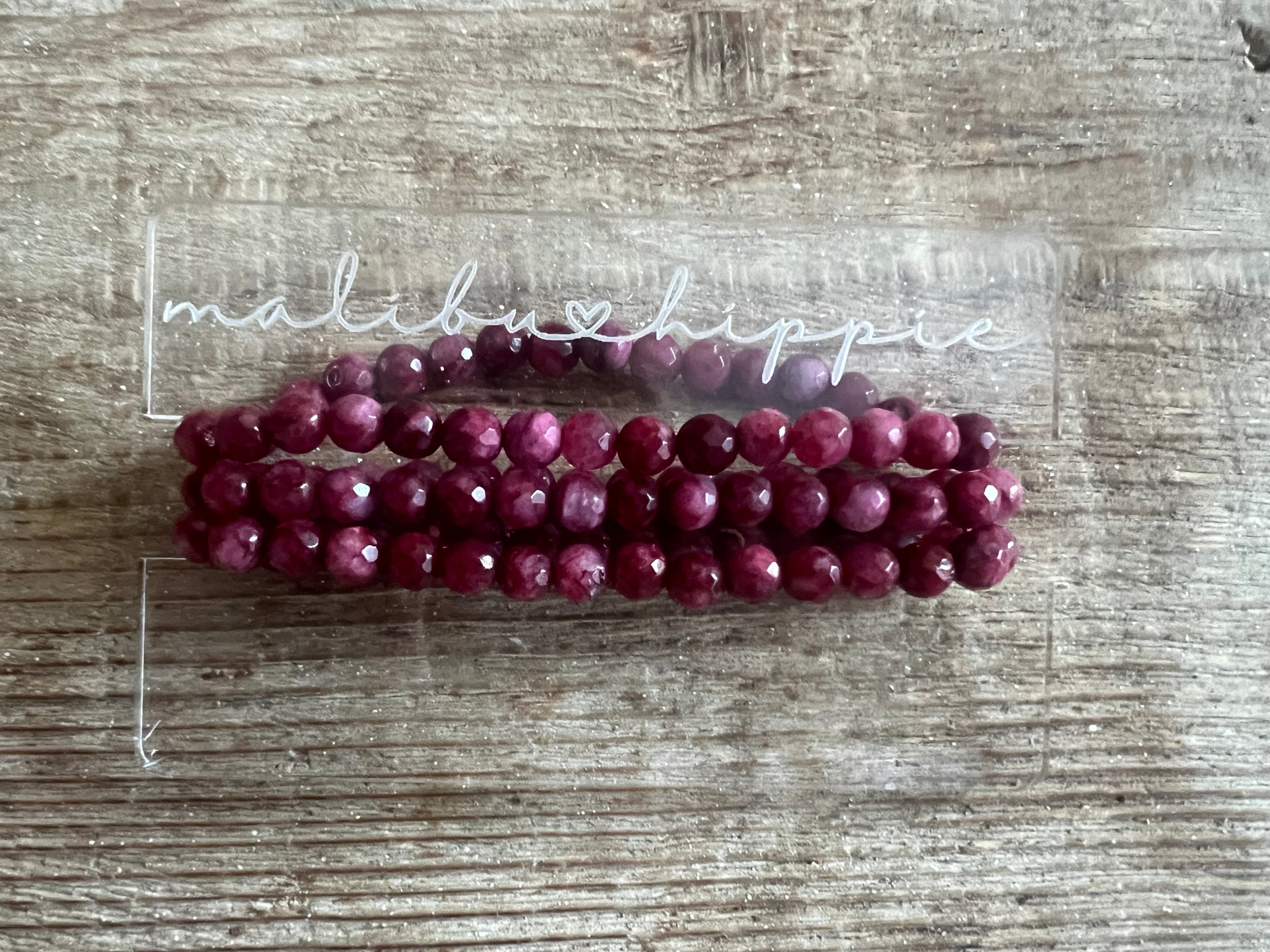 MALIBU HIPPIE Dyed Jade Cranberry Bracelet Stack *PINK FRIDAY*