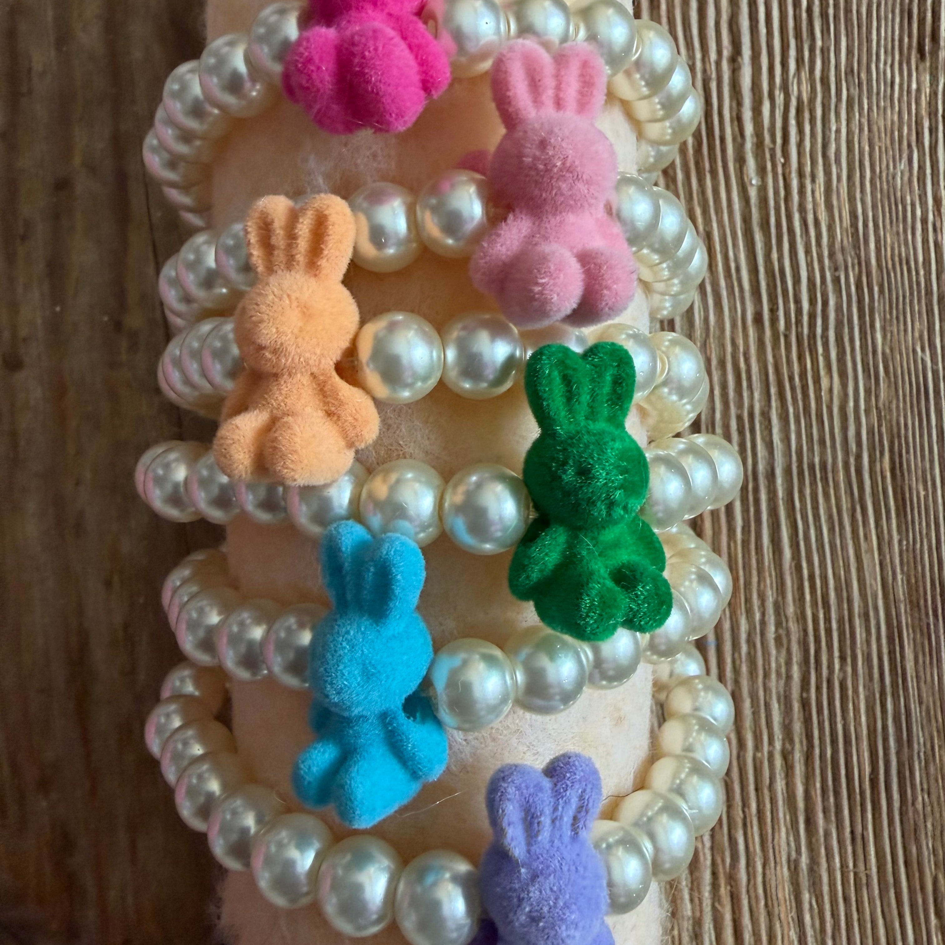 MALIBU HIPPIE Fuzzy Bunny Pearl Stretch Bracelets on Simply Obsessed