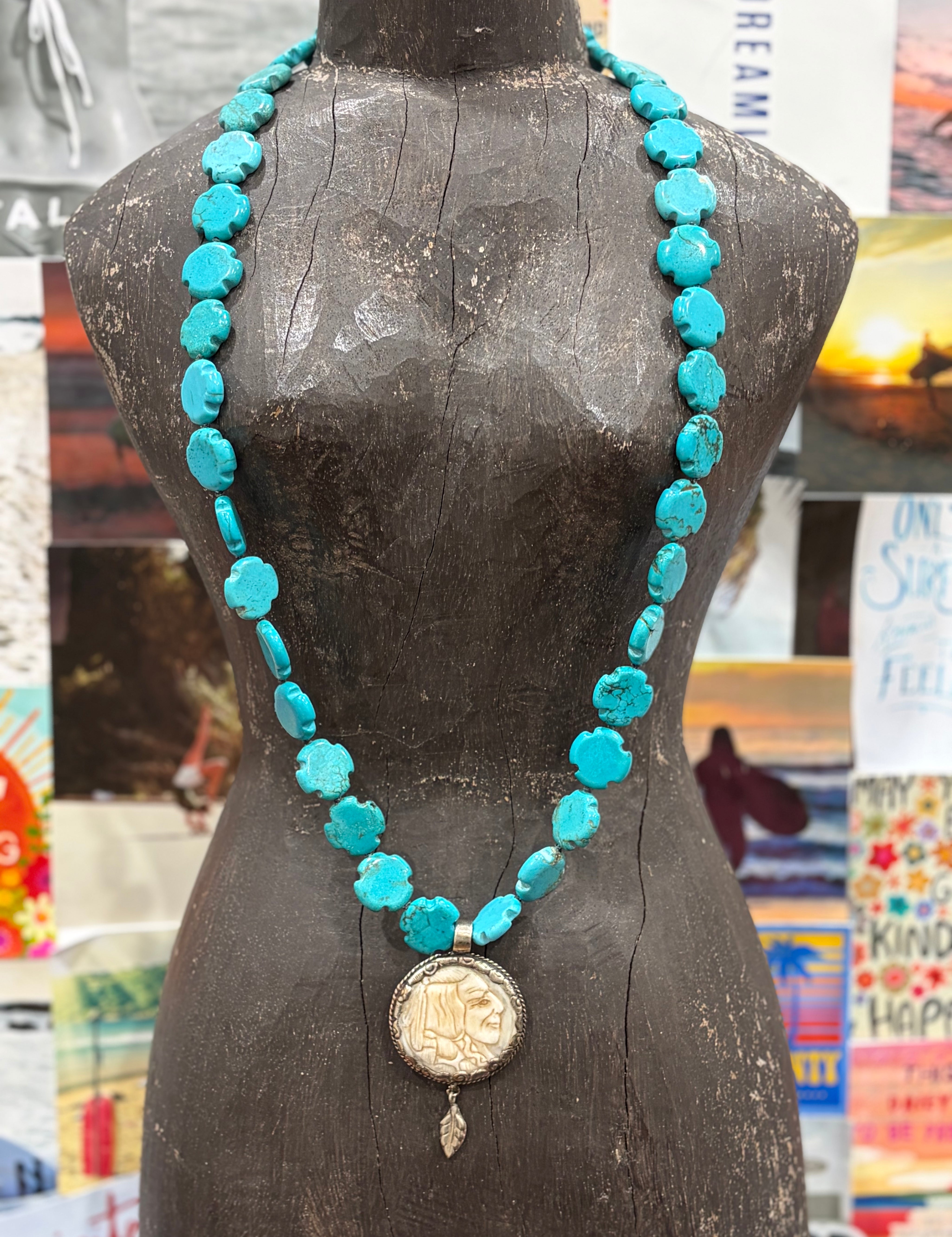 MALIBU HIPPIE Howlite Tibetan Silver Double Sided Indian Necklace OOAK Necklace #7 on Simply Obsessed