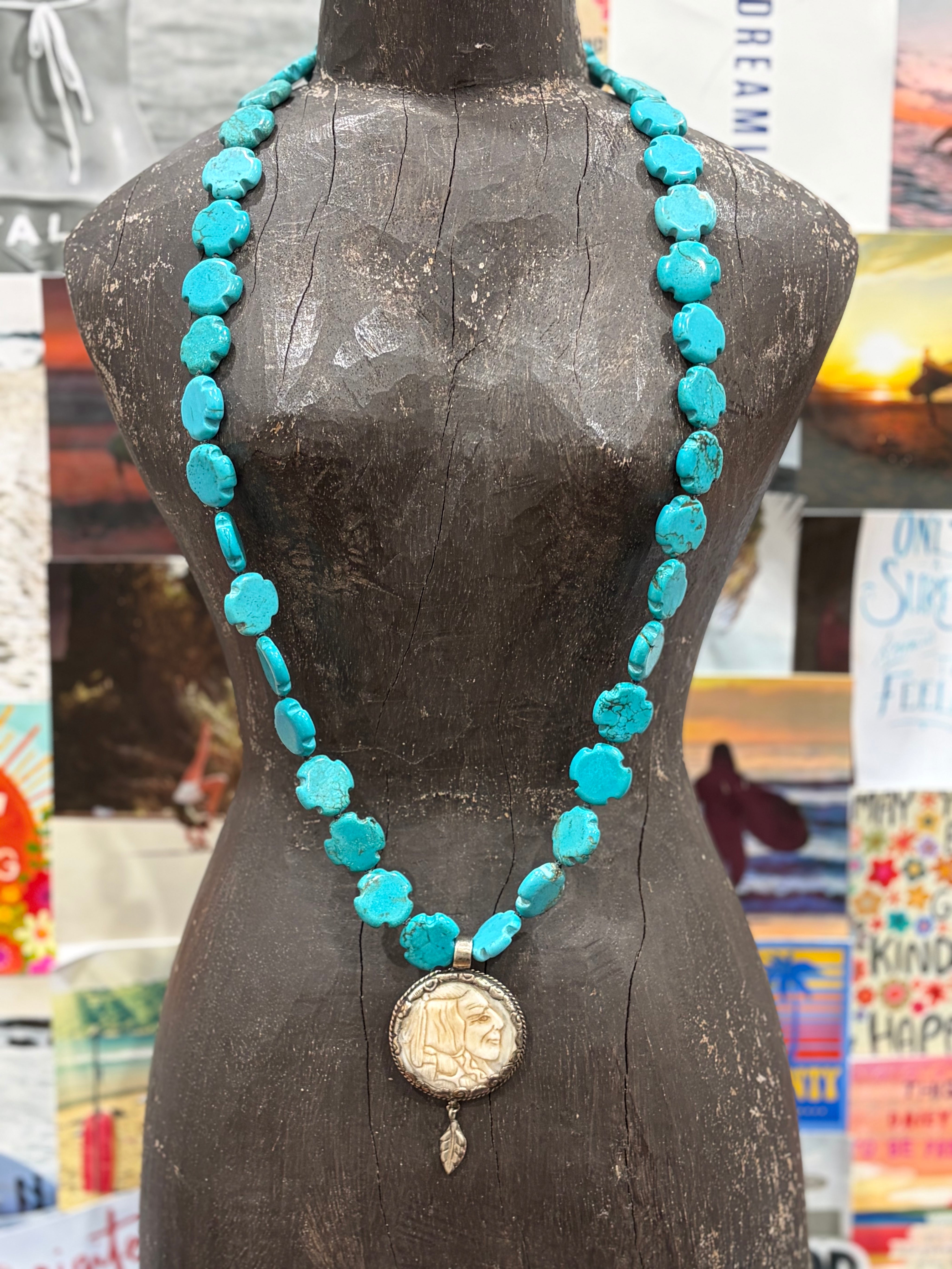 MALIBU HIPPIE Howlite Tibetan Silver Double Sided Indian Necklace OOAK Necklace #7 on Simply Obsessed