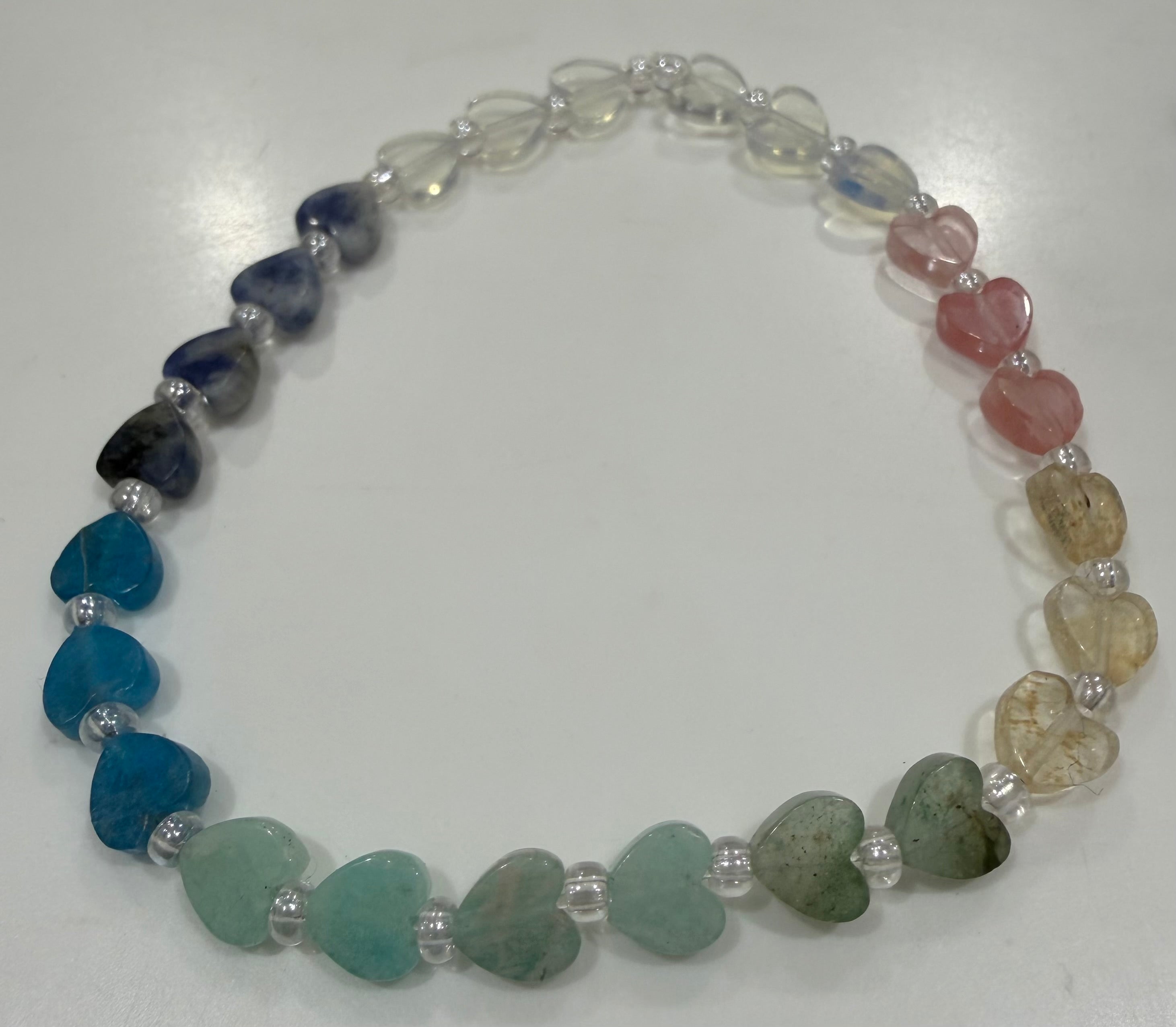 MALIBU HIPPIE Real Gemstone Heart Stretchy Bracelets on Simply Obsessed
