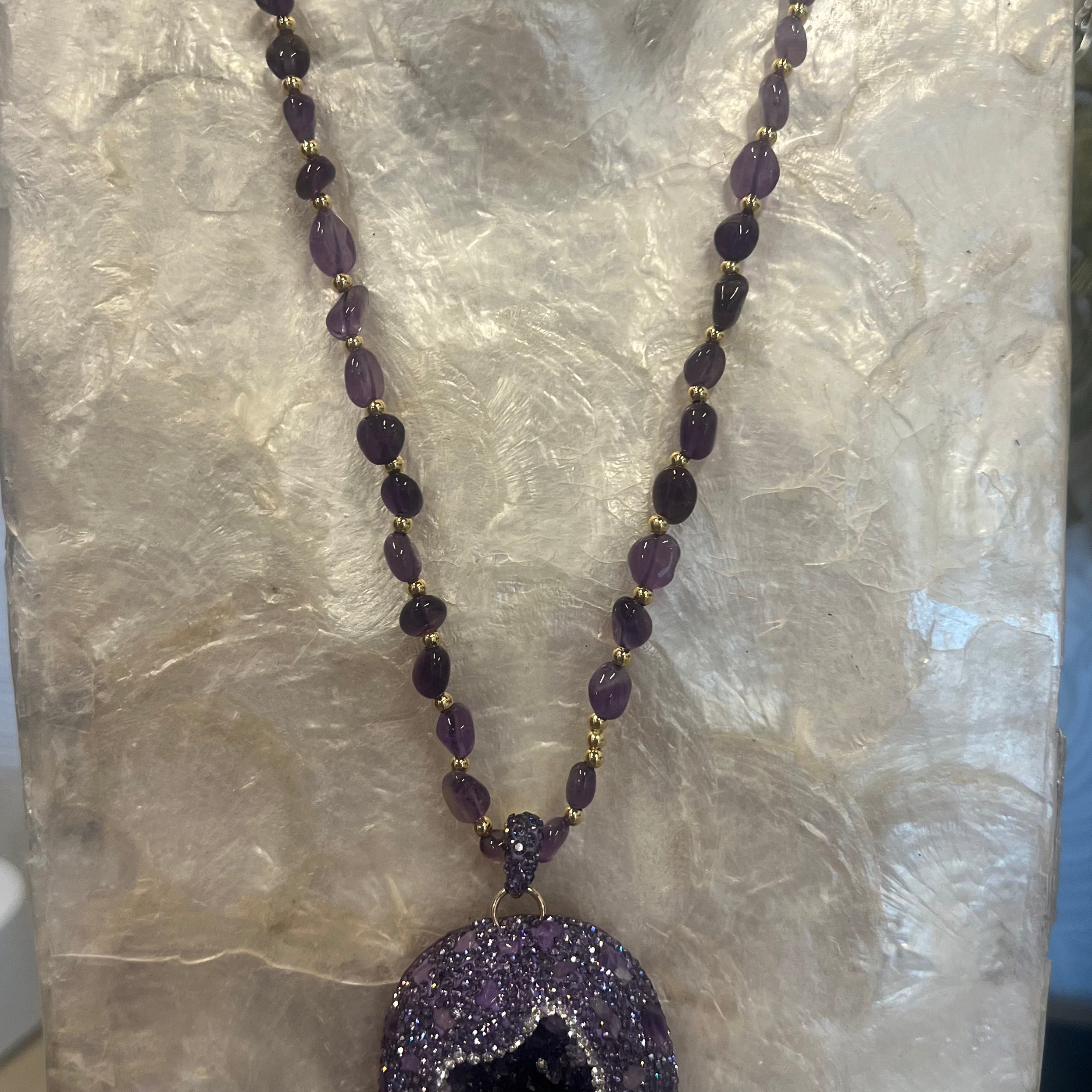 SALT OF THE EARTH Amethyst Druzy Bling Necklace on Simply Obsessed