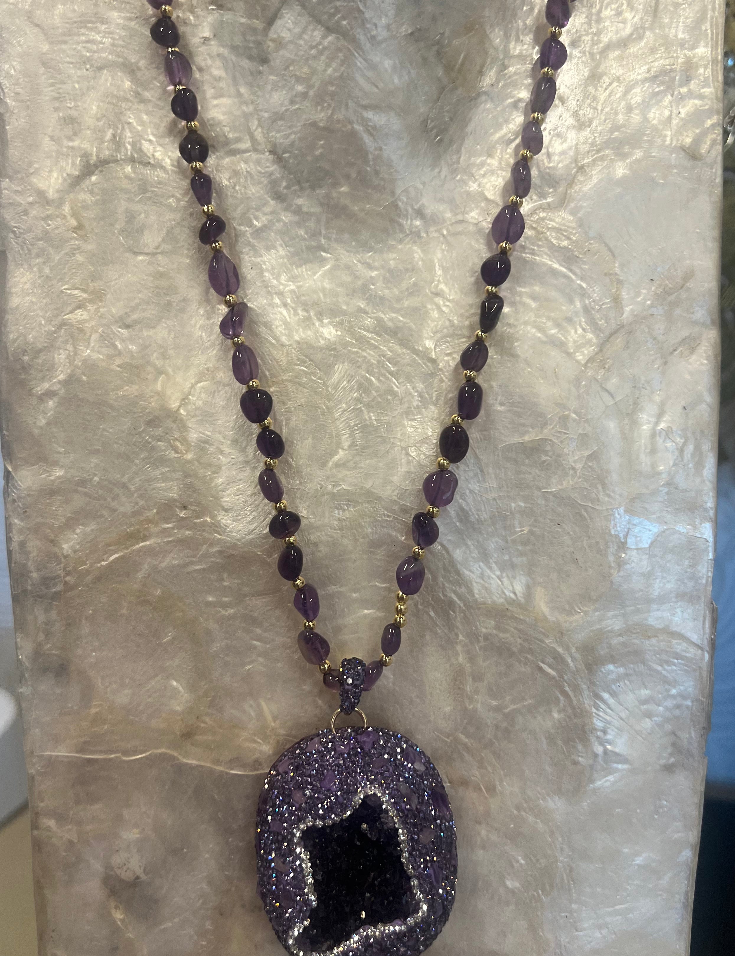 SALT OF THE EARTH Amethyst Druzy Bling Necklace on Simply Obsessed