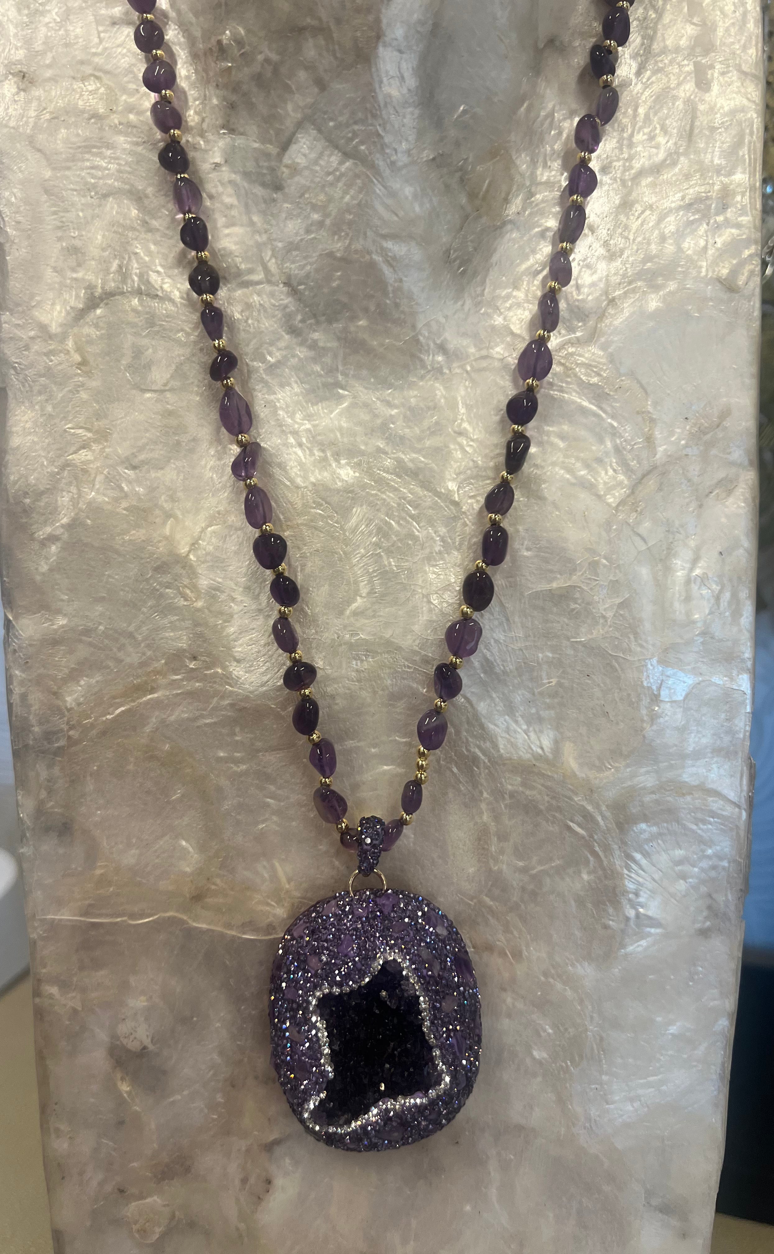 SALT OF THE EARTH Amethyst Druzy Bling Necklace on Simply Obsessed