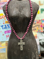 MALIBU HIPPIE Sea Sediment Jasper Tibetan Silver Cross OOAK Necklace on Simply Obsessed