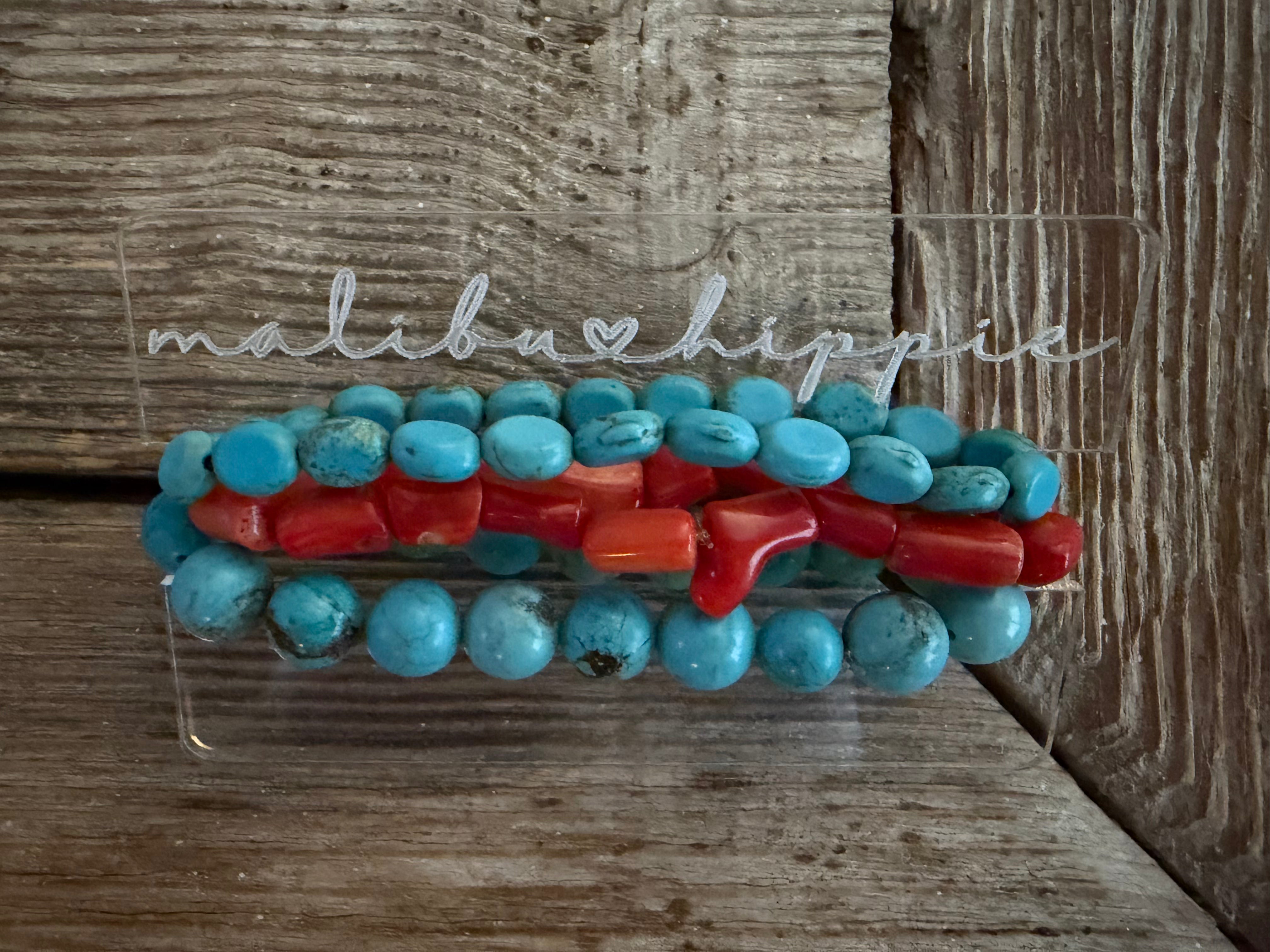 MALIBU HIPPIE Coral & Howlite Bracelet Stack