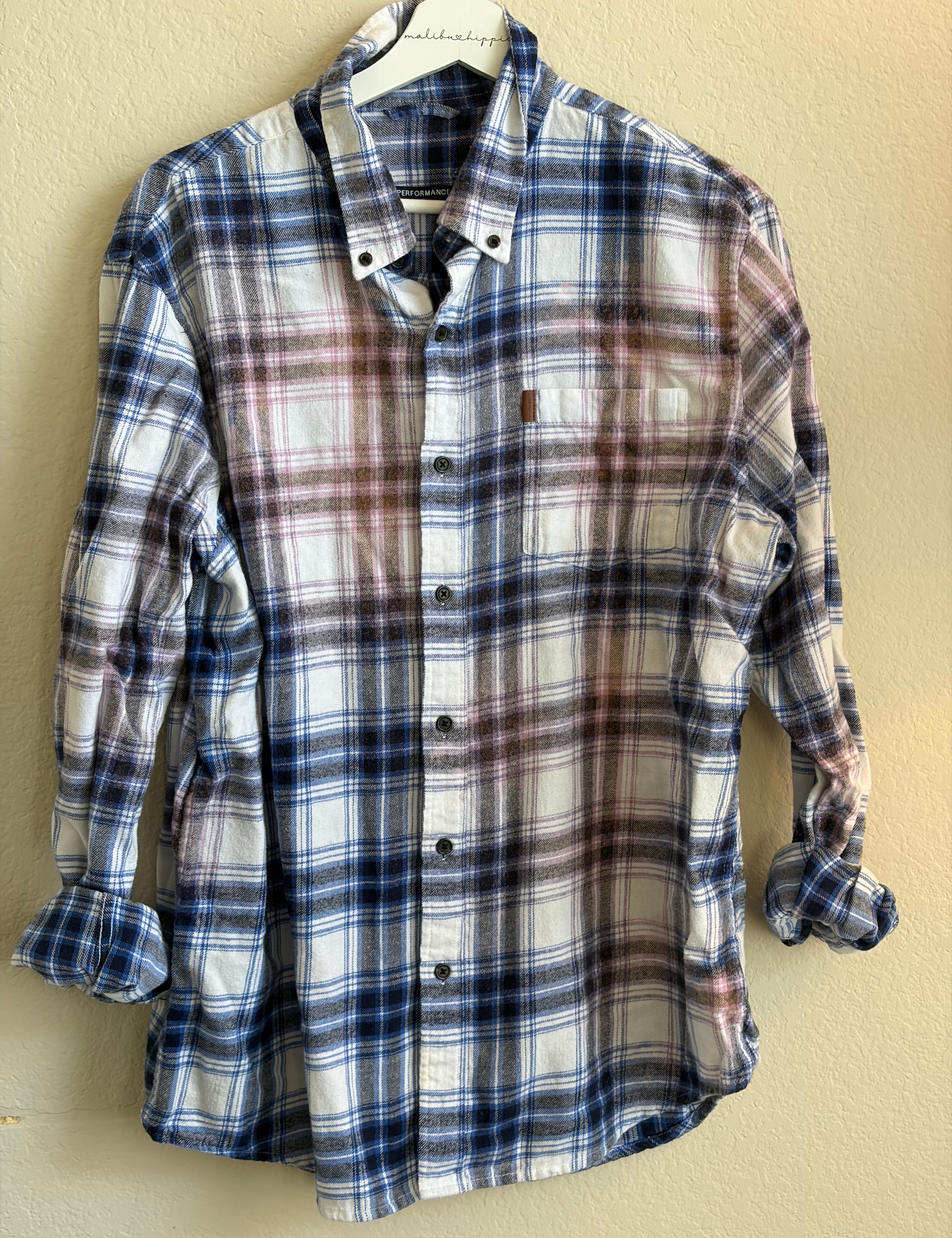 ***SALE*** Malibu Hippie X-LARGE Bleached Flannel #9 on Simply Obsessed