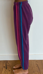 VINTAGE AVIATOR NATION Classic Five Stripe Sweatpants SMALL PURPLE on Simply Obsessed