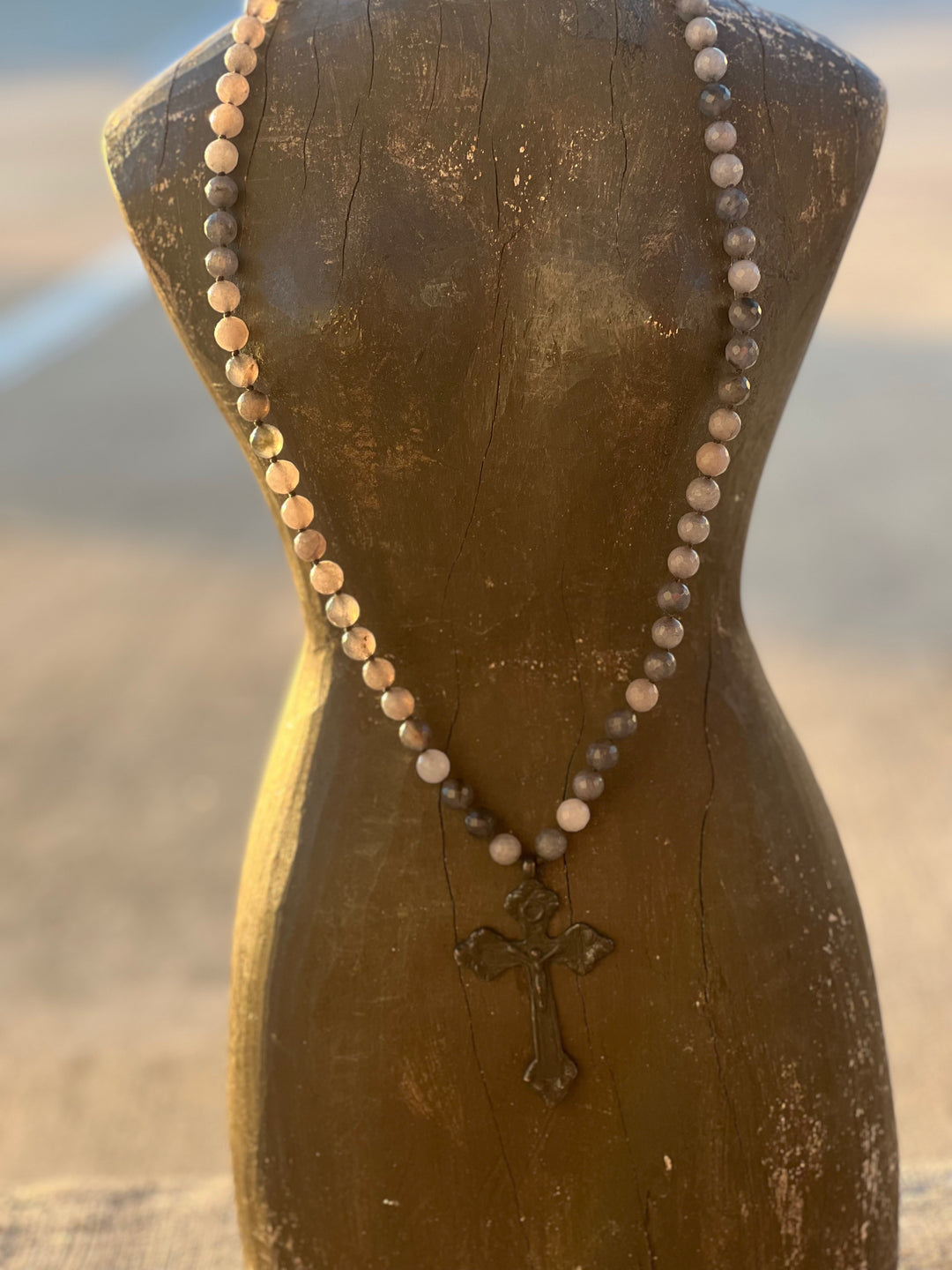 One of a Kind Black Quartz Ethiopian Cross Necklace