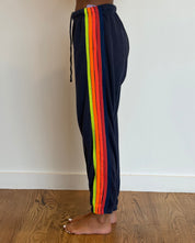 VINTAGE AVIATOR NATION Classic Five Stripe Sweatpants MEDIUM Navy Neon