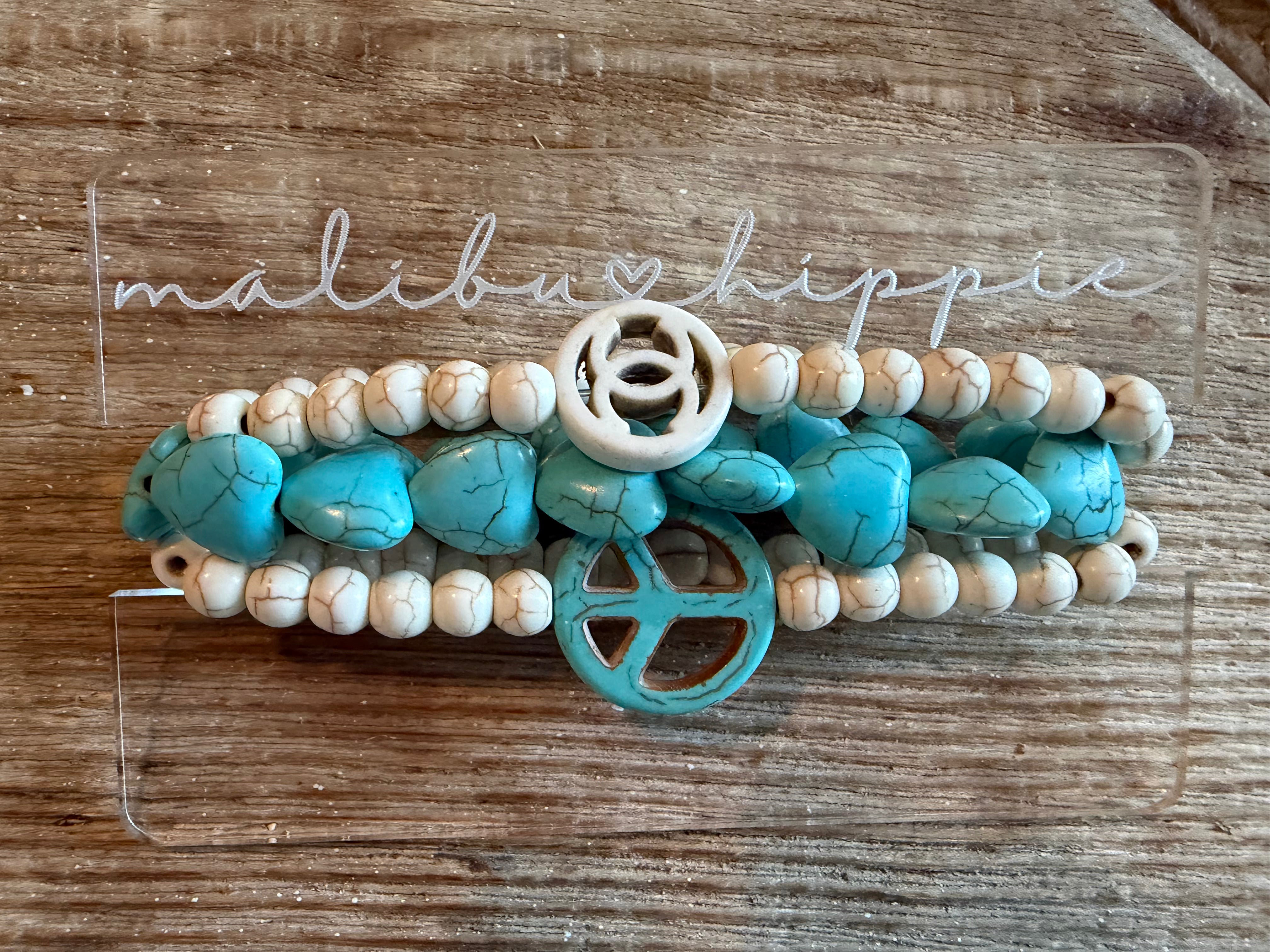 MALIBU HIPPIE Peace, Love & Happiness (Chanel) Bracelet Stack